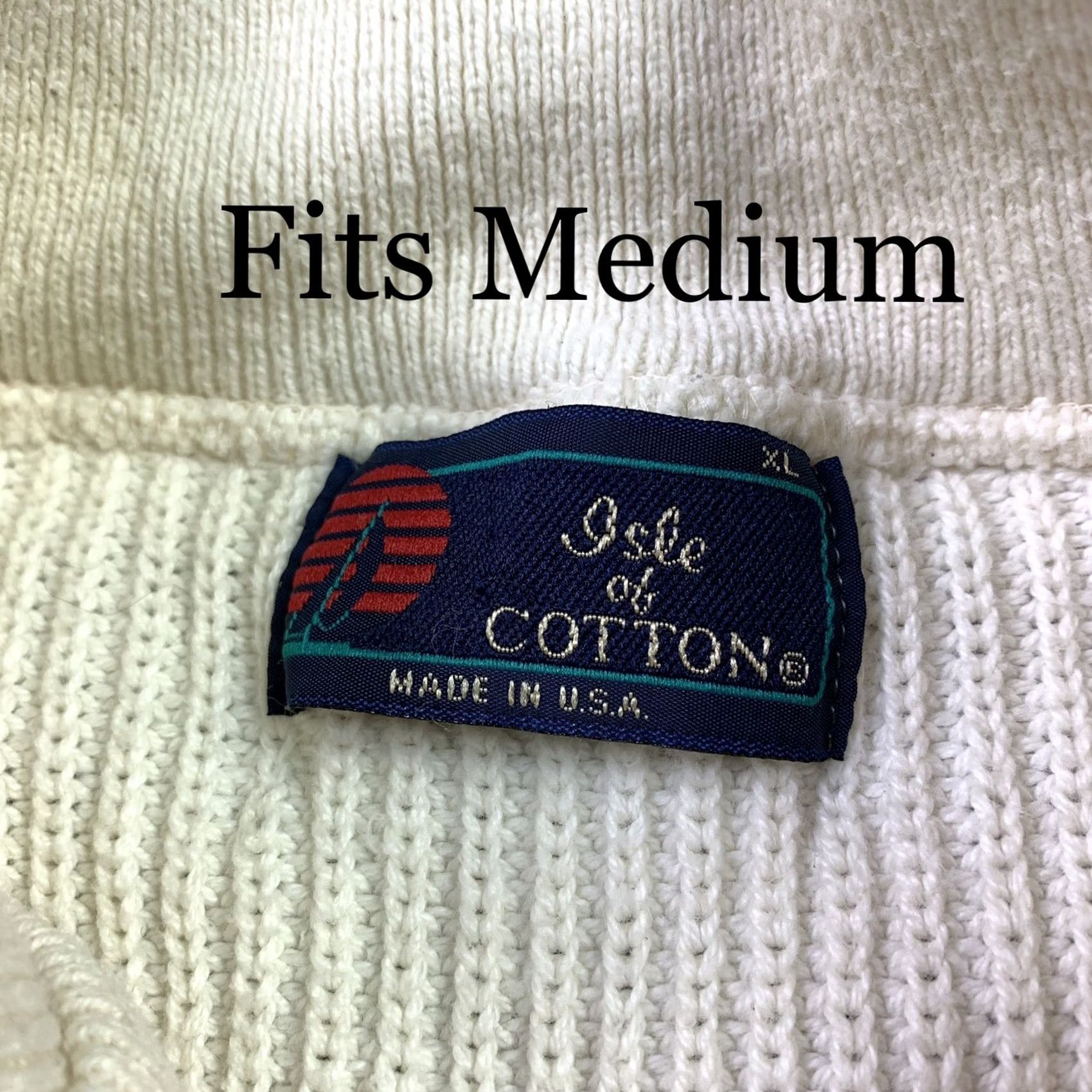 Vintage VINTAGE Isle of Cotton Sweater Shirt Knit Mock Neck Long Sleeve Adult Medium White Beige USA 90s Mens Pullover Knit 90s Casual Size US M / EU 48-50 / 2 - 2 Thumbnail