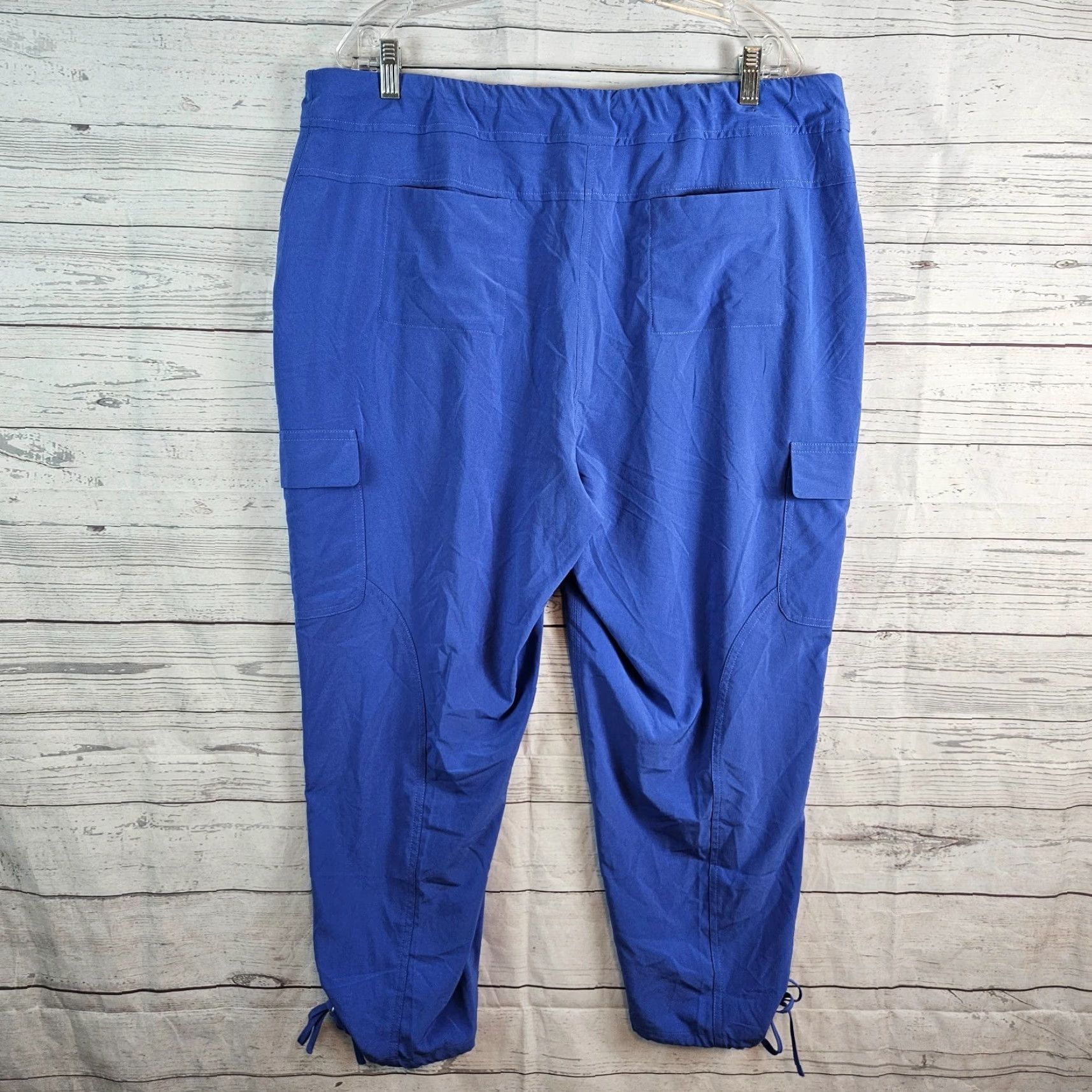 Vintage Chicos Zenergy Womens Cropped Pants XL Blue High Rise Drawstring Cargo Pocket Size 40" / US 18 - 3 Thumbnail