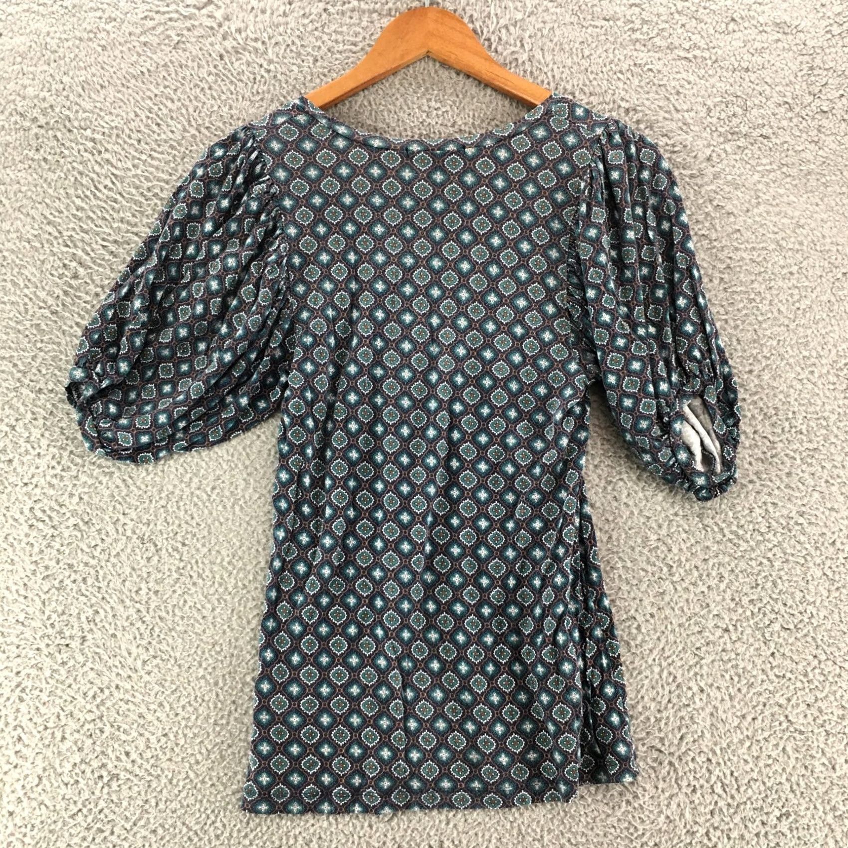 Banana Republic Banana Republic Blouse Top Womens Small Blue Puff Sleeve Round Neck Casual All Seasons Size S / US 4 / IT 40 - 7 Thumbnail