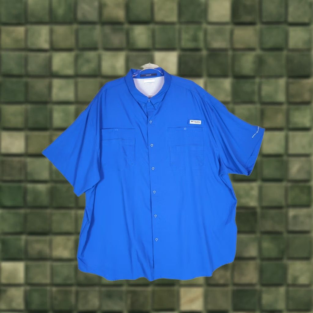 Vintage Columbia Tamiami PFG Fishing Shirt 4X Blue Short Sleeve Button-Up Collared Pocketed Relaxed Fit Mens Mens Big & Tall Shirt Size US XXL / EU 58 / 5 - 1 Thumbnail