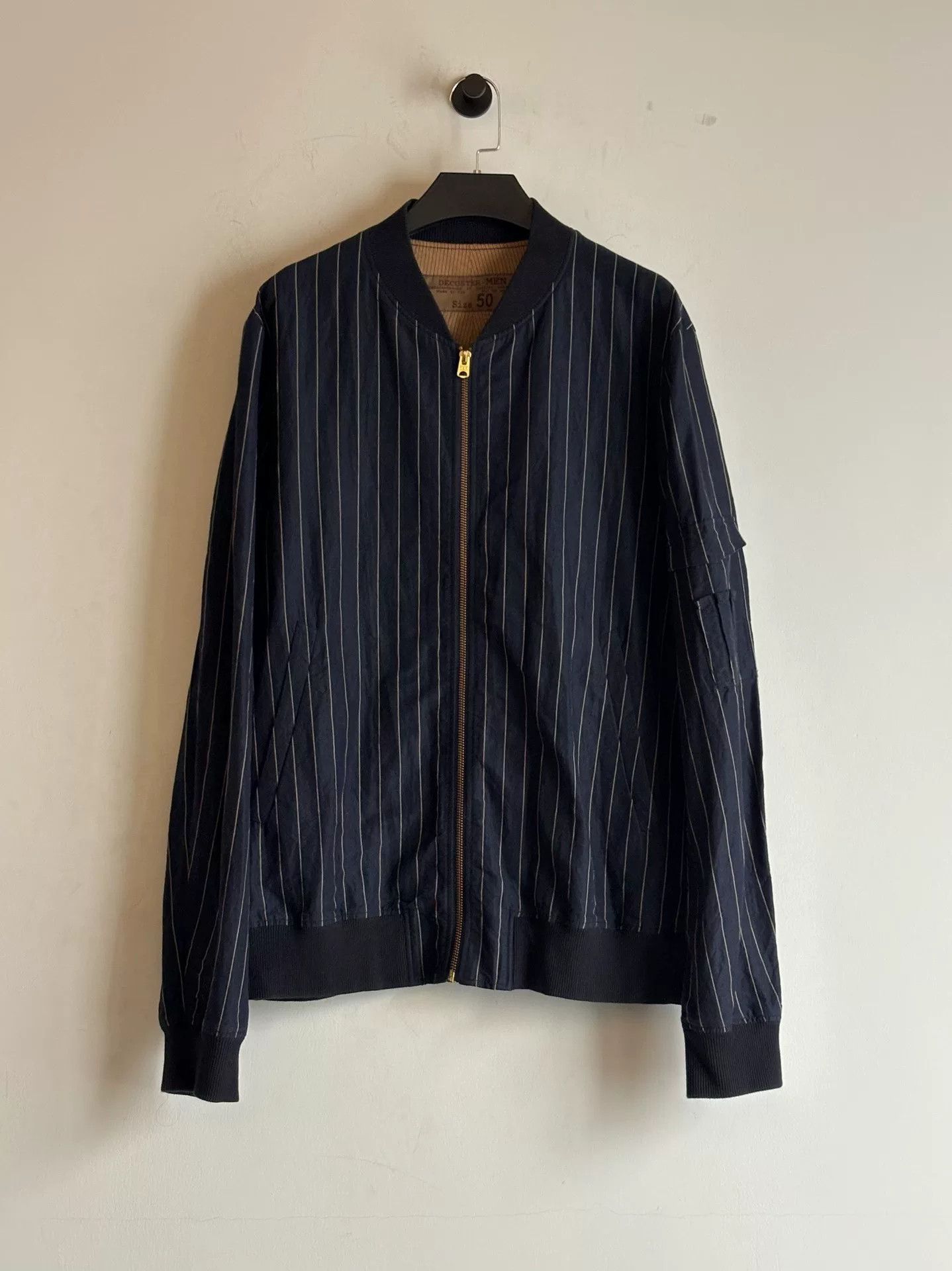 Ziggy Chen Decoster Striped Baseball Jacket in Navy Blue Size US L / EU 52-54 / 3 - 1 Thumbnail
