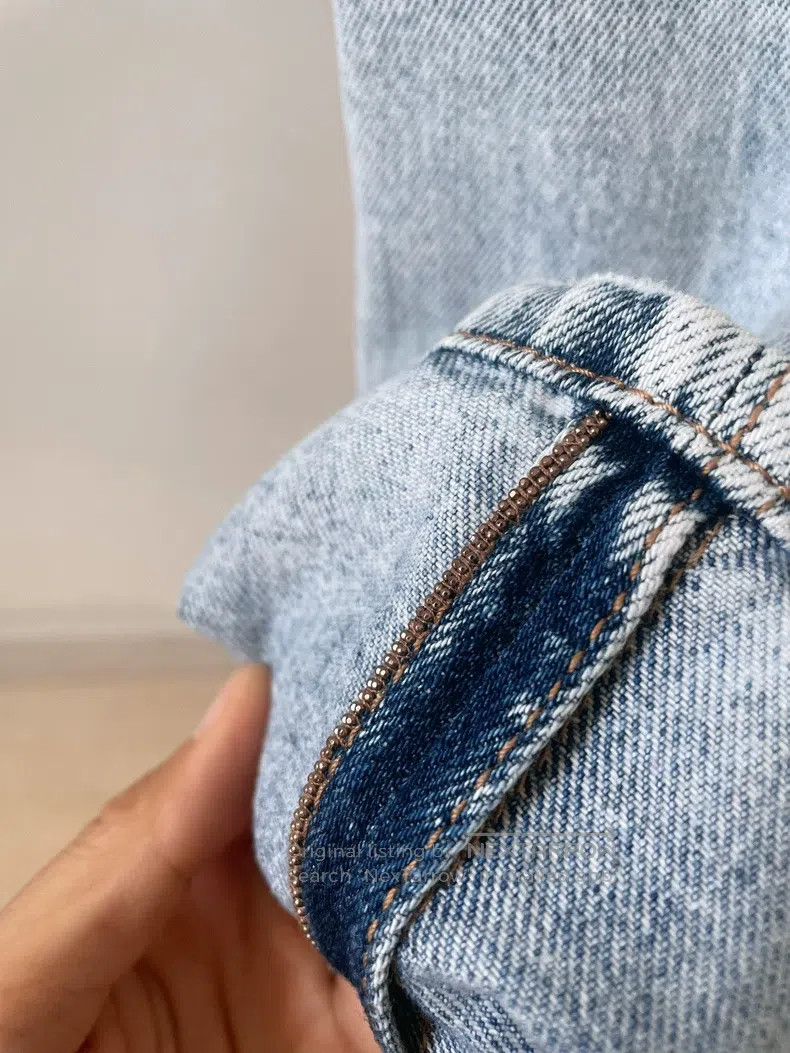Brunello Cucinelli Brunello Cucinelli Blue washed and whitened beaded mid-ris Size 26" / US 2 / IT 38 - 7 Thumbnail