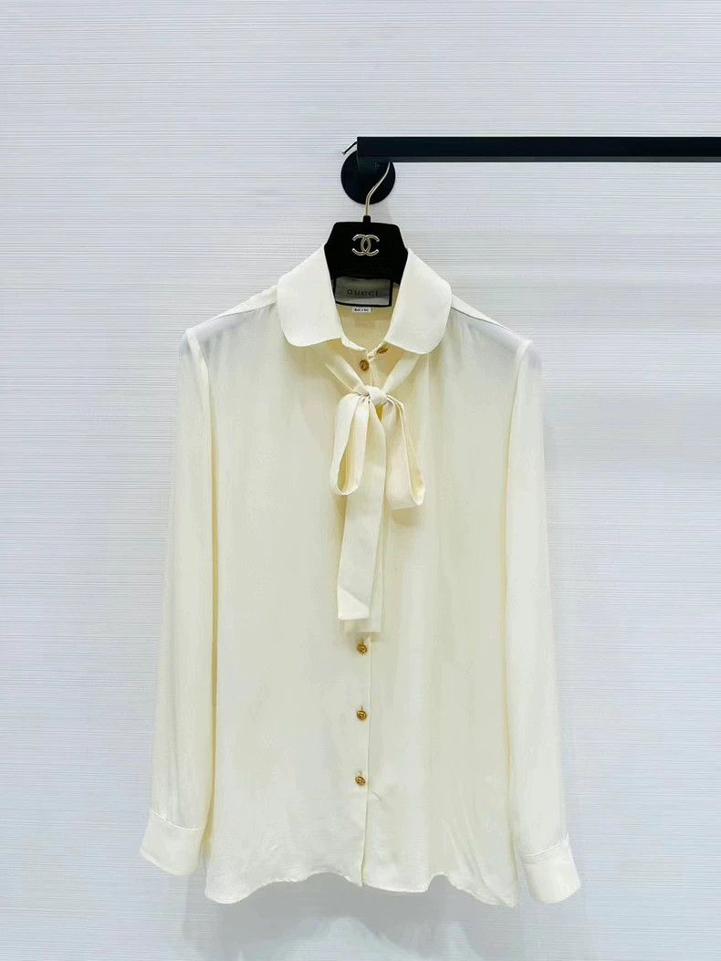 Gucci GucciBeige ribbon shirt 2503-Nextarrow Size XS / US 0-2 / IT 36-38 - 1 Thumbnail