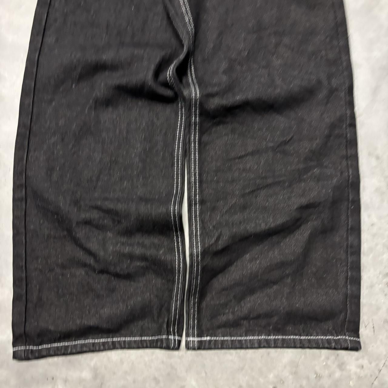 Japanese Brand × Vintage Crazy Vintage Y2K/2000s Black Grunge Embroidered Design Skater Streetwear Denim Jeans! Size US 29 - 6 Thumbnail