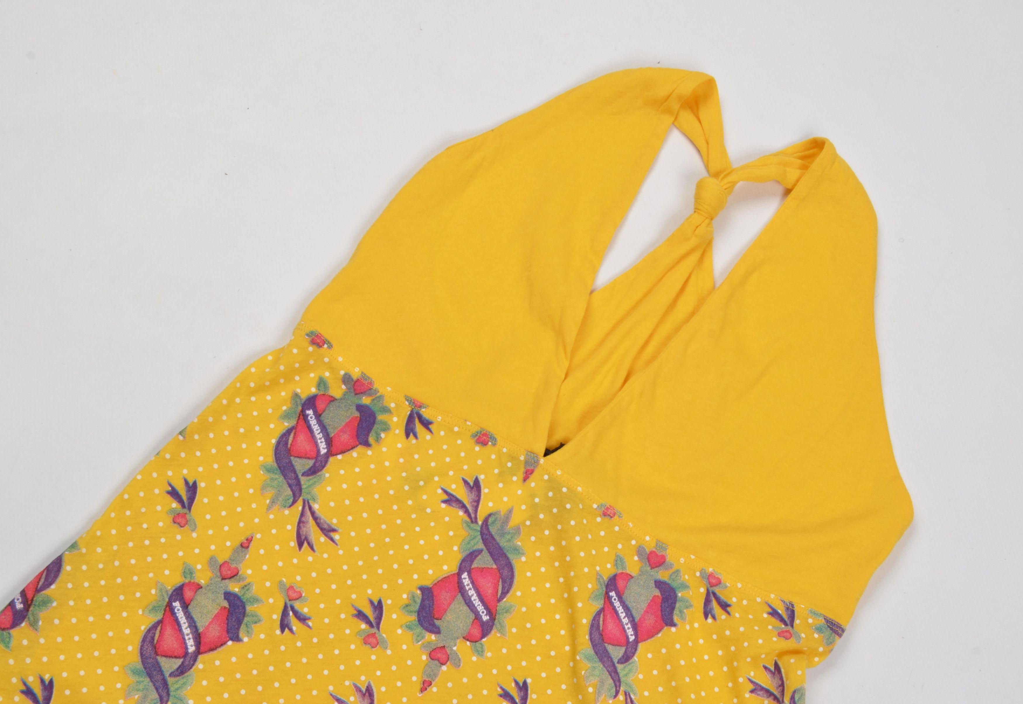 Vintage Vintage Fornarina Y2K Yellow Kidcore Halter Top Size M / US 6-8 / IT 42-44 - 4 Thumbnail