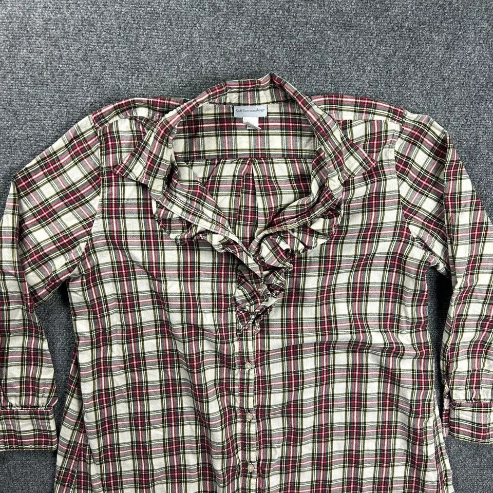Other Soft Surroundings Pajama Top Womens Large Plaid Flannel Size L / US 10 / IT 46 - 2 Thumbnail