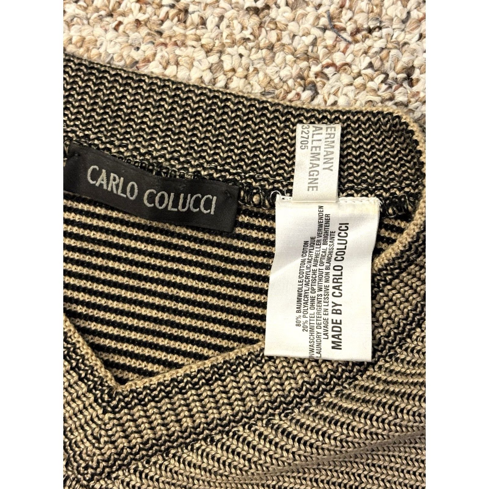 Carlo Colucci VINTAGE Carlo Colucci Sweater V-Neck Striped Mens Large Germany Made Pullover 90s Classic Designer Beige Cotton Blend Knitted Knit Regular Mens Size US L / EU 52-54 / 3 - 3 Thumbnail