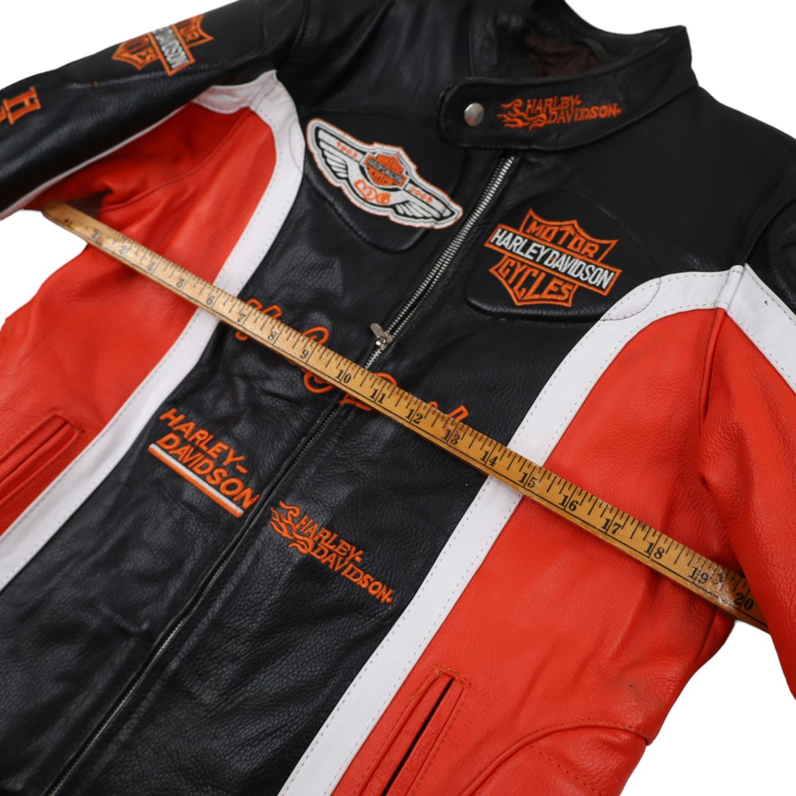 Harley Davidson × Vintage Vintage Harley Davidson Heavily Branded Leather Ridin Jacket Size L / US 10 / IT 46 - 6 Thumbnail