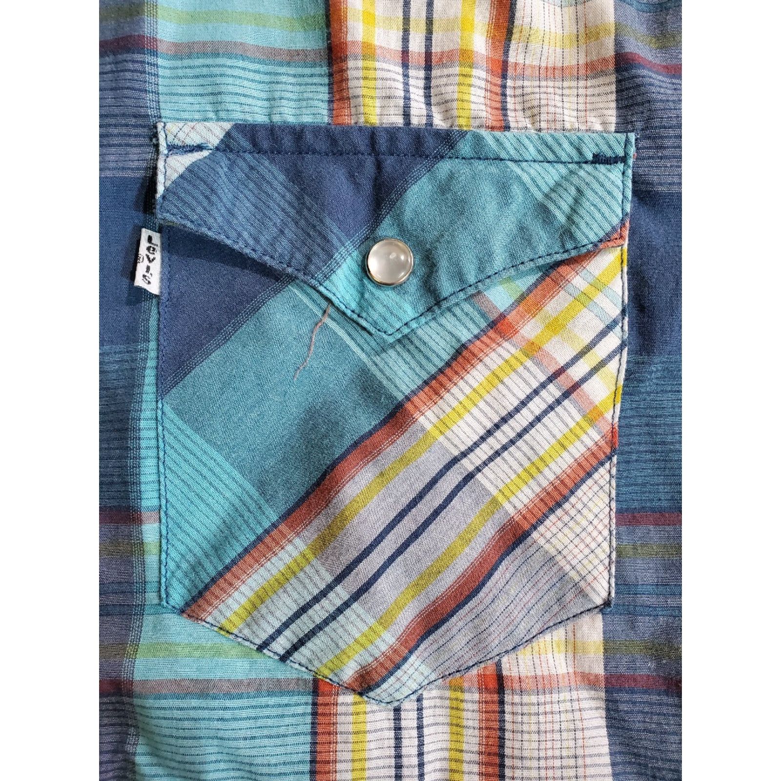 Levi's Levi's Signature Blue Curacao Plaid Western Pearl Snap Shirt Men Size M Size US M / EU 48-50 / 2 - 4 Thumbnail