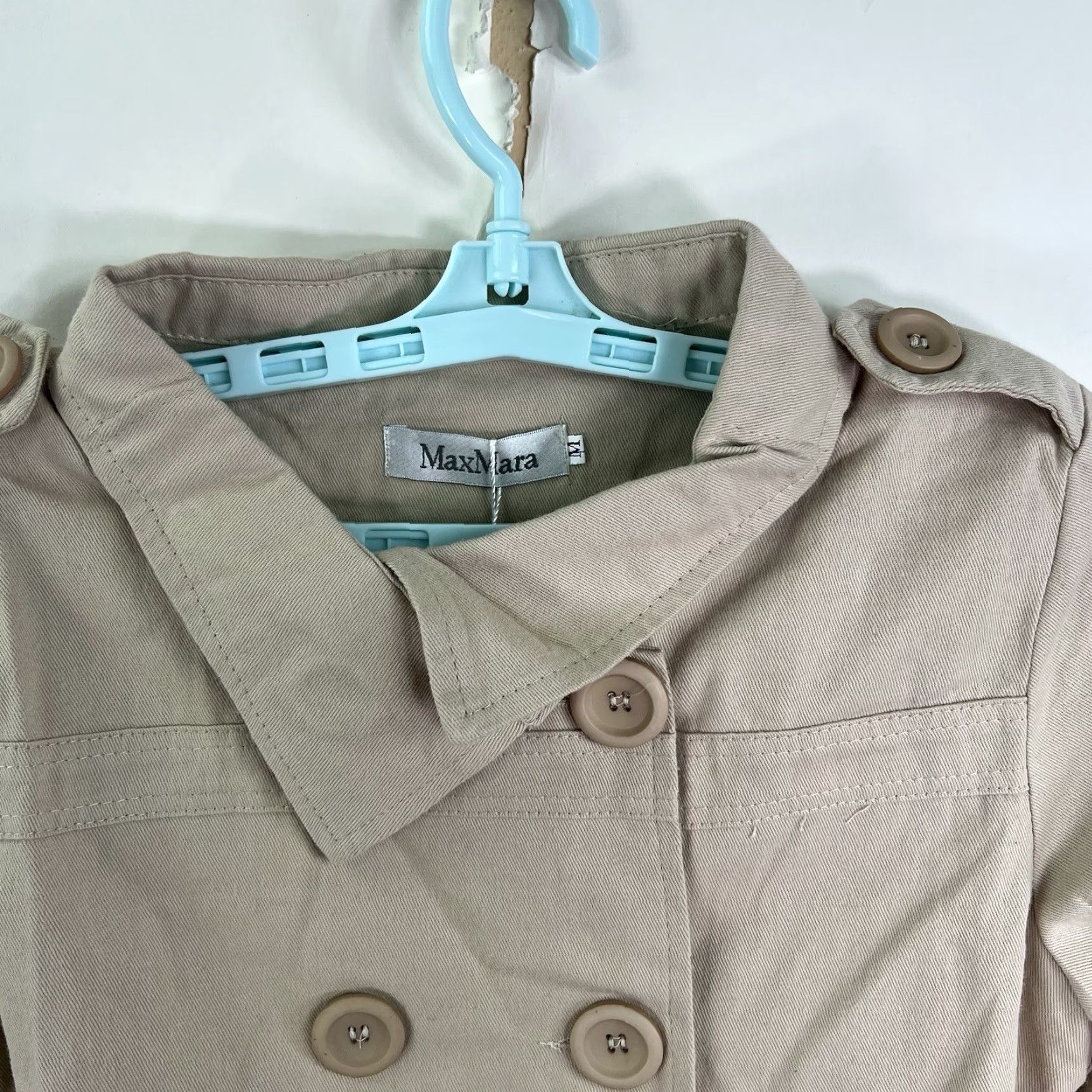 Max Mara VINTAGE Max Mara Trench Coat Womens Medium Tan Cotton Blend Classic Designer 90s Dressy Casual Size M / US 6-8 / IT 42-44 - 3 Thumbnail