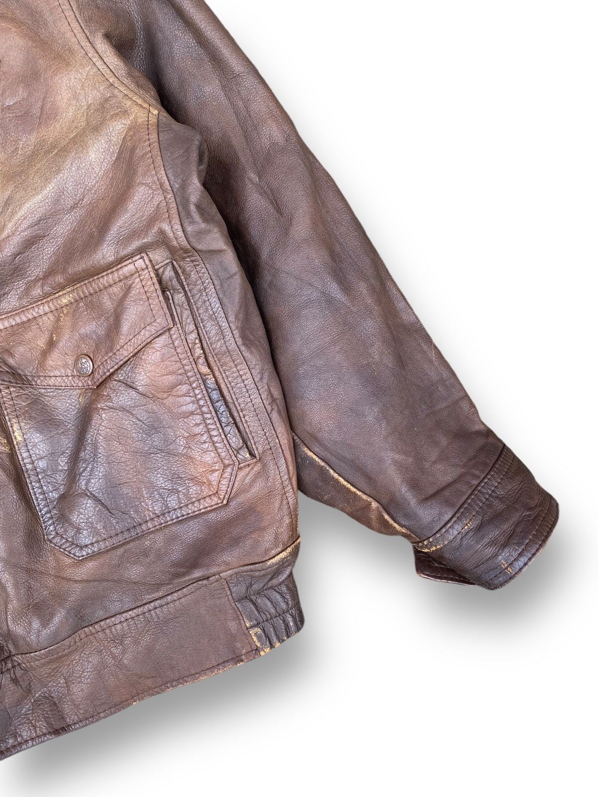 Japanese Brand × Vintage Vintage 90s Fashionable Menswear Bomber Leather Jacket. #D9 Size US XL / EU 56 / 4 - 3 Thumbnail