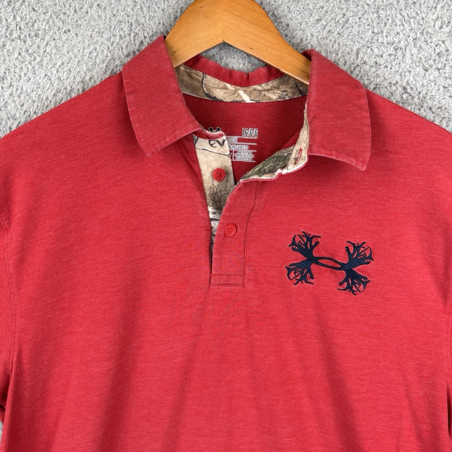 Under Armour Under Armour Polo Shirt Mens L Red Camo Trim HeatGear Golf Casual Size US L / EU 52-54 / 3 - 2 Thumbnail