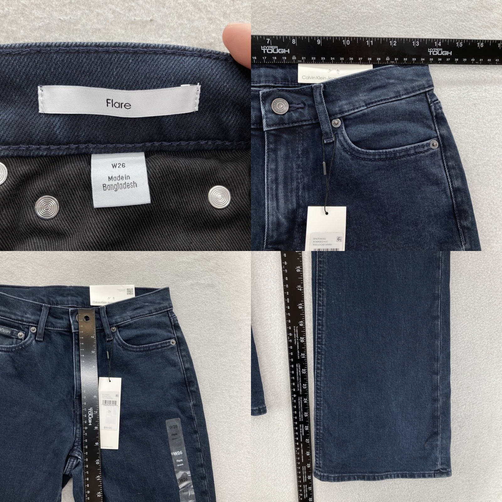 Calvin Klein Calvin Klein Jeans Womens 26 Flare Jeans Dark Blue Denim Stretch 90s Retro Vintage Style Women Size 26" / US 2 / IT 38 - 8 Thumbnail