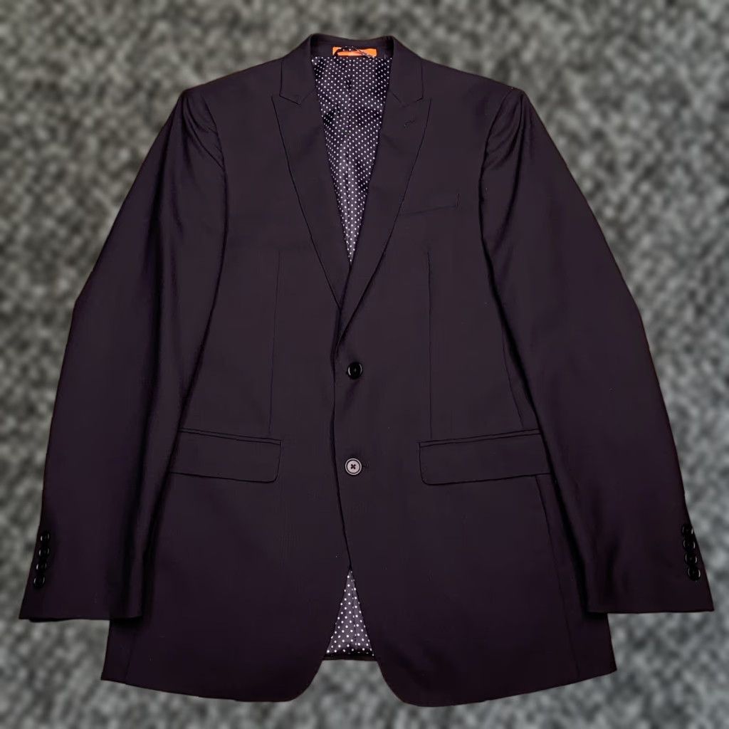 Tallia Tallia Suit Jacket 38L Black Wool Blazer Single-Breasted Notch Lapel Long Coat Mens Winter Formal Size 38R - 1 Thumbnail