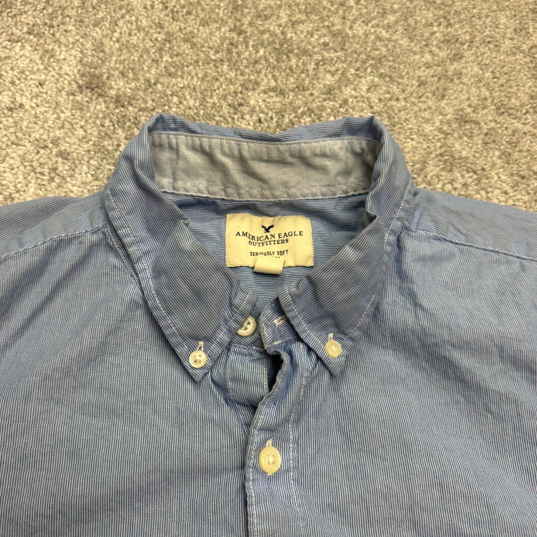 American Eagle Outfitters American Eagle Outfitters Classic Fit Button-Up Shirt Mens XL Blue Striped Casual Workwear Size US XL / EU 56 / 4 - 3 Thumbnail