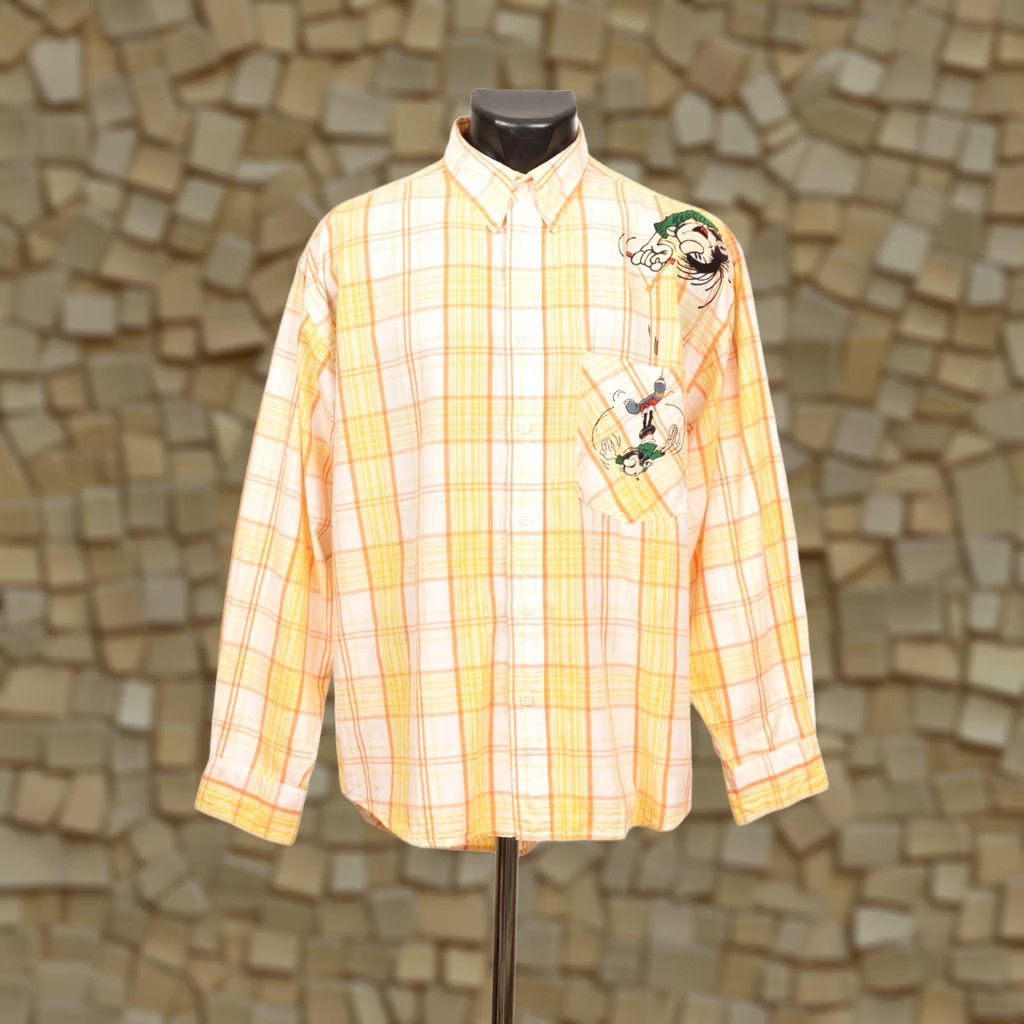 Vintage VINTAGE Gaston Lagaffe Button-Up Shirt, Yellow Check, Size M, 1997, DDP, Long Sleeve, 100% Cotton, Mens Size US M / EU 48-50 / 2 - 1 Thumbnail