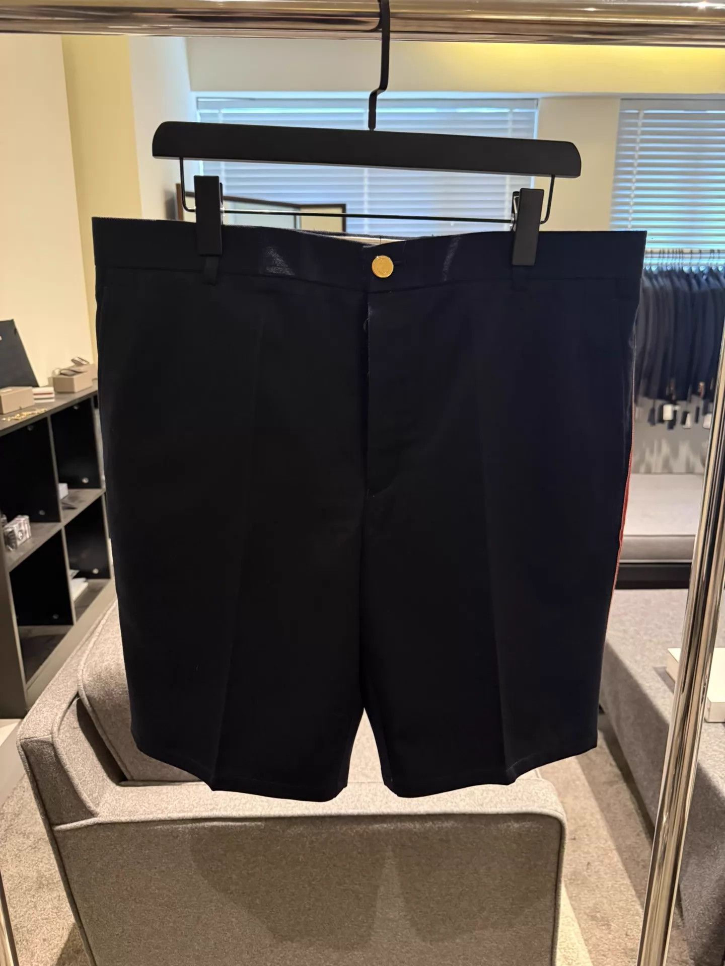 Thom Browne Thom Browne Navy Gold Button Tricolor Stripe Shorts 3 Size US 34 / EU 50 - 1 Thumbnail