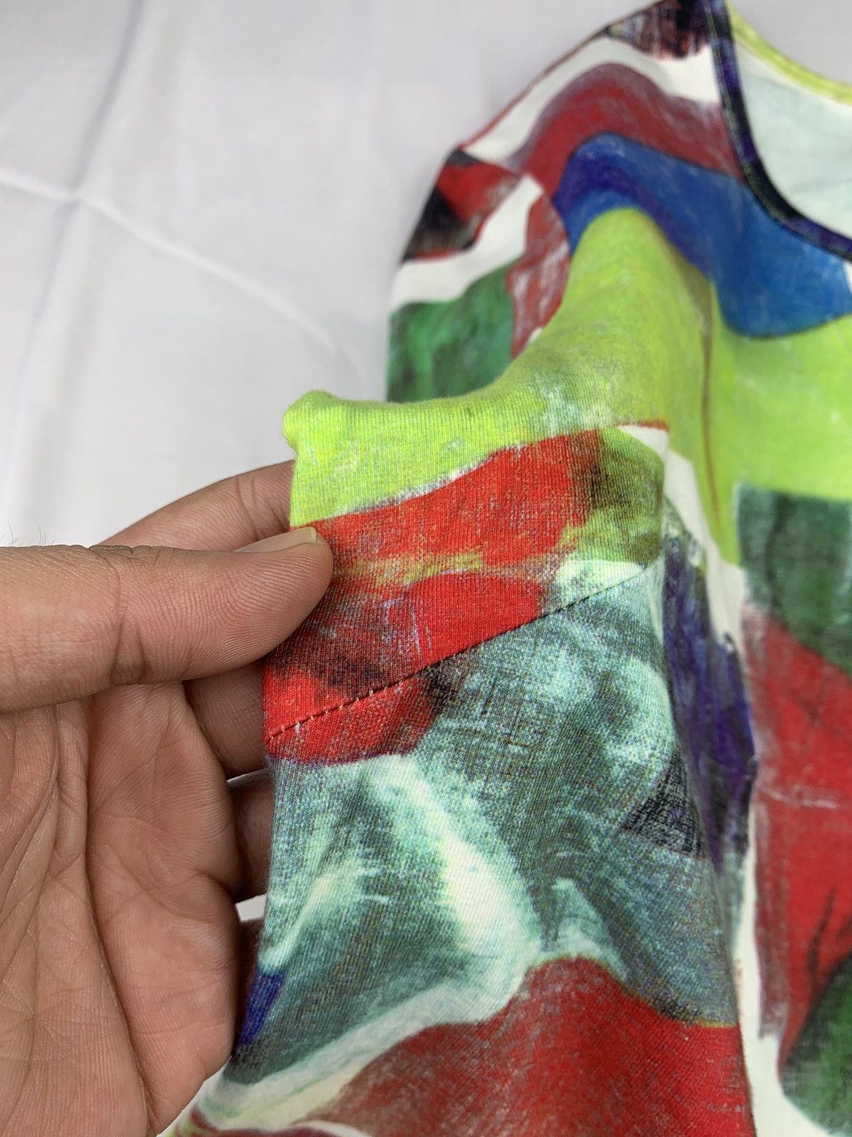 Japanese Brand 2000s Ferrat Due Multicolor Flag Graphic Fitted Elastic Top Size L / US 10 / IT 46 - 5 Thumbnail
