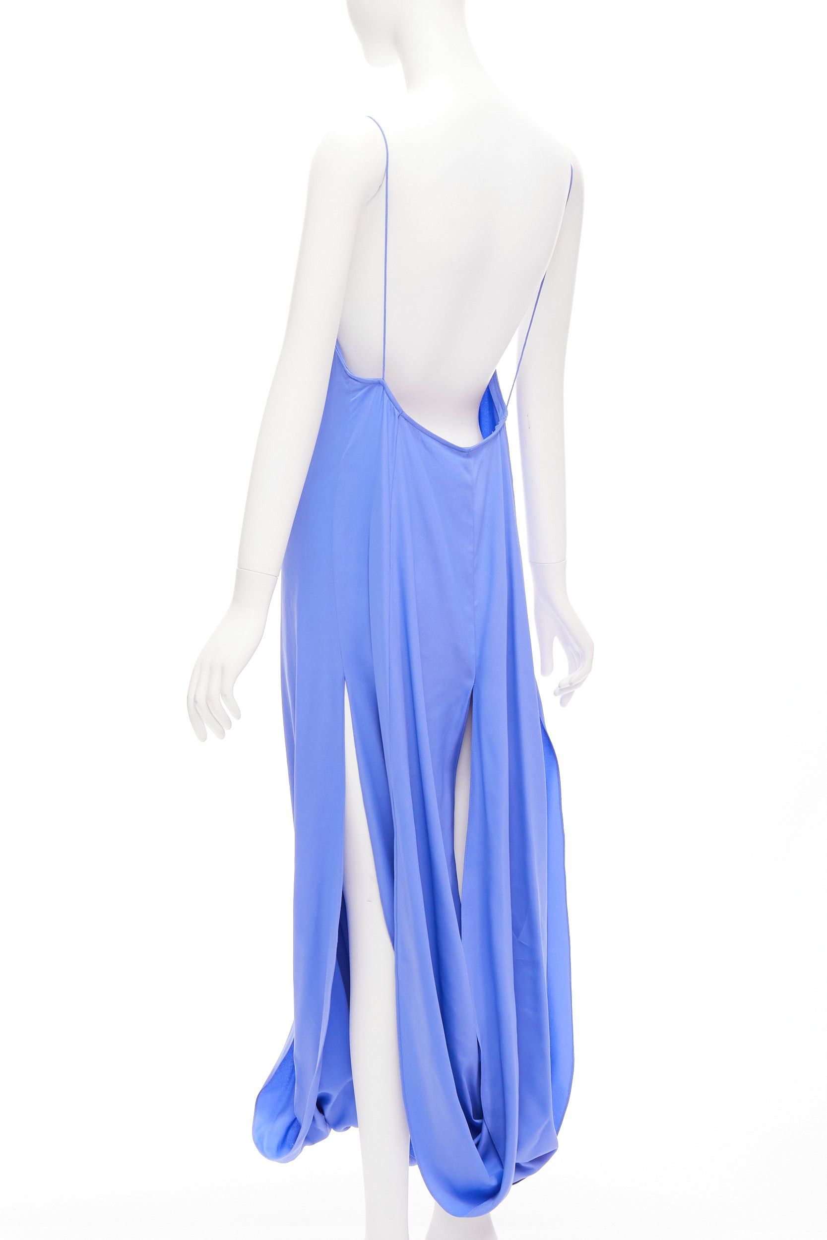 image of New Jacquemus Le Souk 2018 Runway Nahil Blue Leg Slit Draped Hem Midi Dress Fr36 S, Women's (Size S