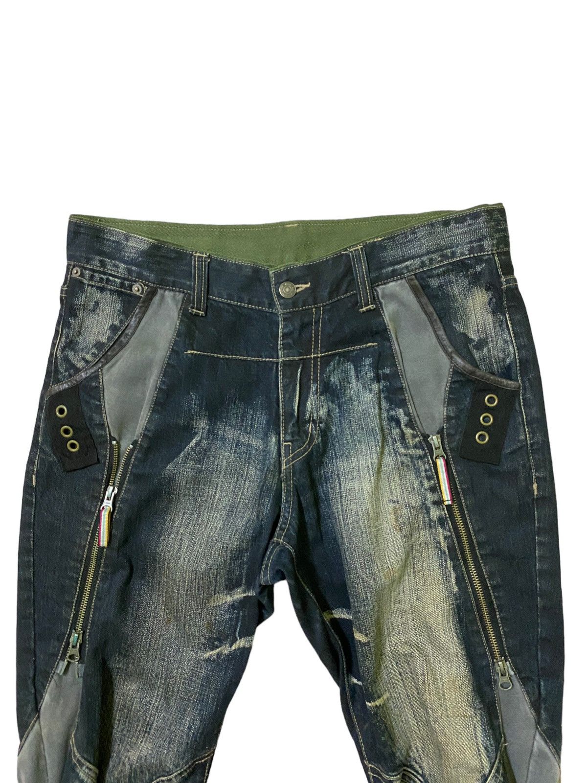 Japanese Brand Vintage PPFM Multi Zipper Hybrid Bondage Denim Pants Size US 33 - 3 Thumbnail