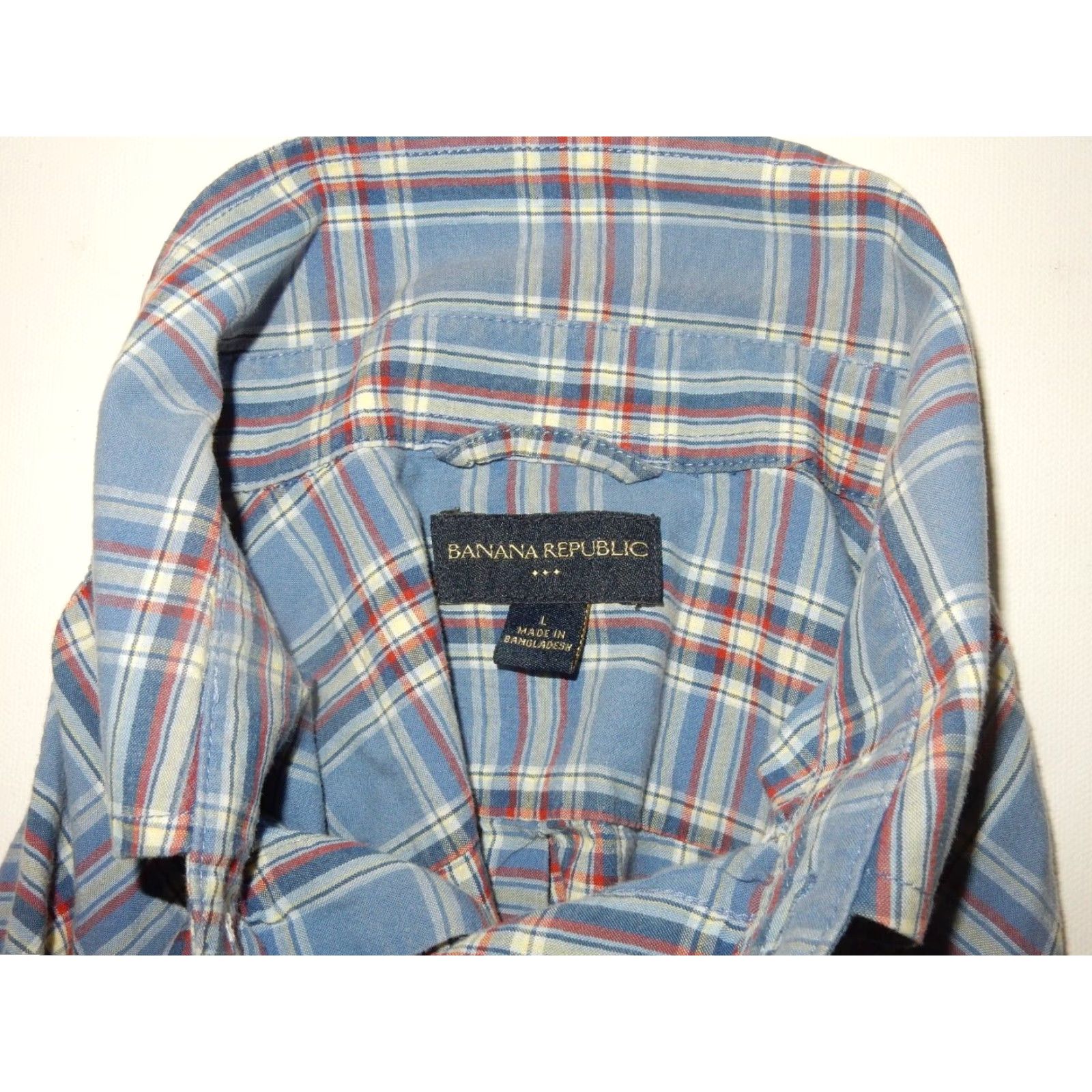 Banana Republic VINTAGE Banana Republic Men's Plaid Cotton Button-Up Shirt Size L Blue Long Sleeve Size US L / EU 52-54 / 3 - 2 Thumbnail