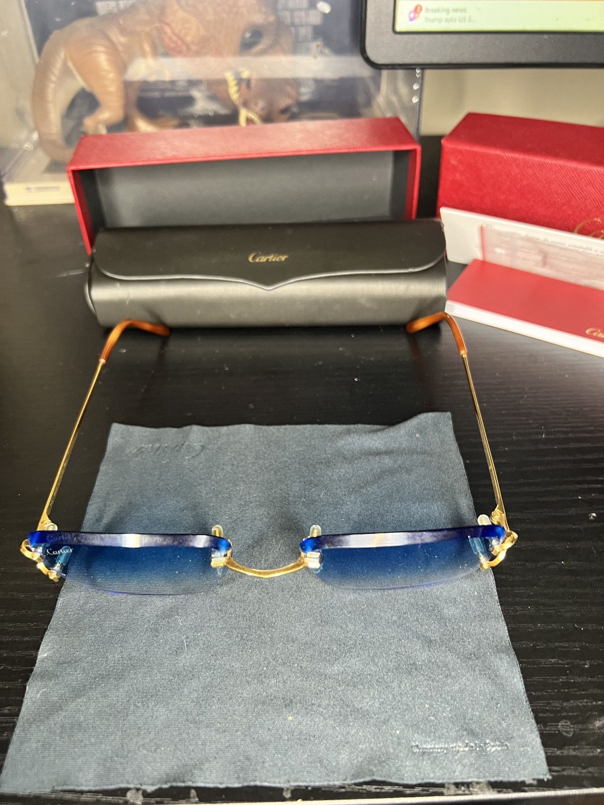 Cartier cartier c de sunglasses rimless glasses blue two tone18kGold Size 36 - 5 Thumbnail