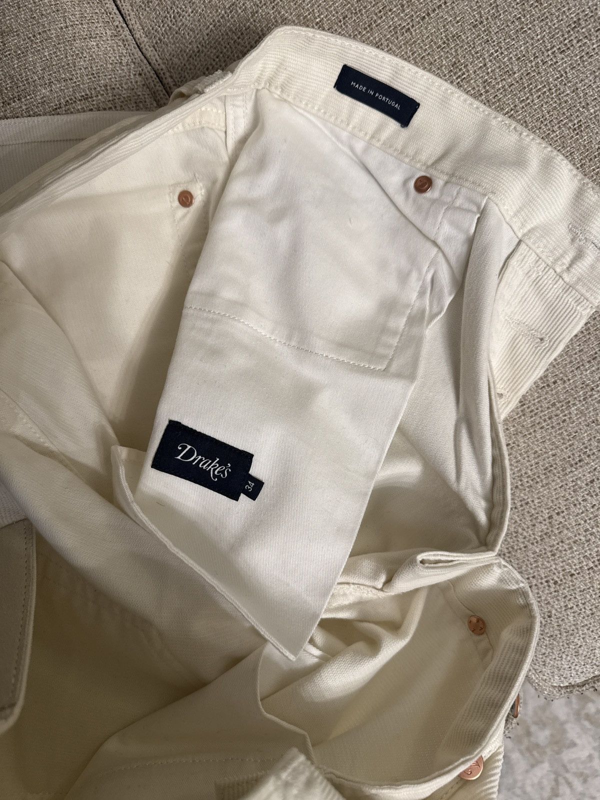 Drake's Drakes 5 pocket selvedge needlecord jean ECRU size 34 Size US 34 / EU 50 - 3 Thumbnail