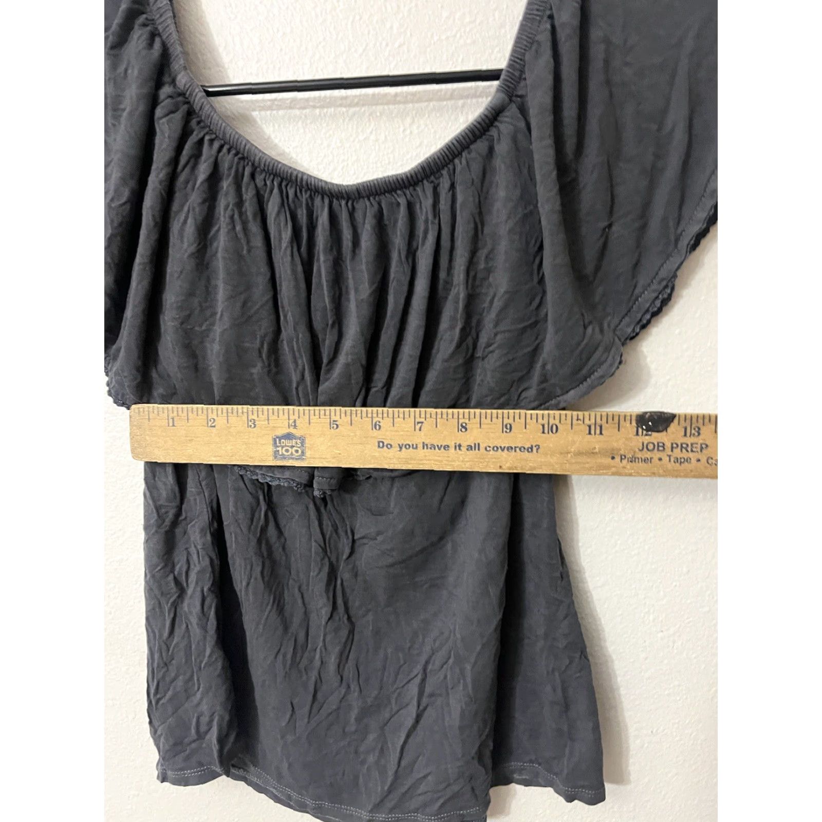 American Eagle Outfitters American Eagle Outfitters Shirt Off-Shoulder Gray XXS Women's Flounce Button Tunic Size XXS / US 00 / IT 34 - 4 Thumbnail