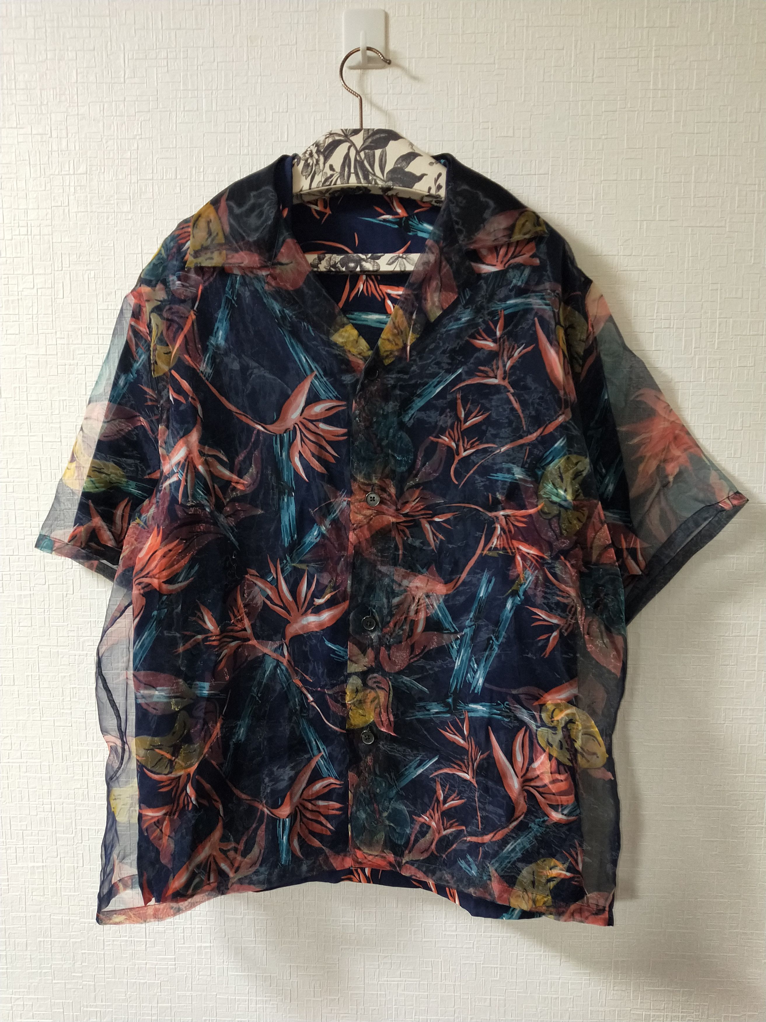 image of Louis Vuitton Double Layer Hawaiian Floral Shirt in Navy, Men's (Size Medium)