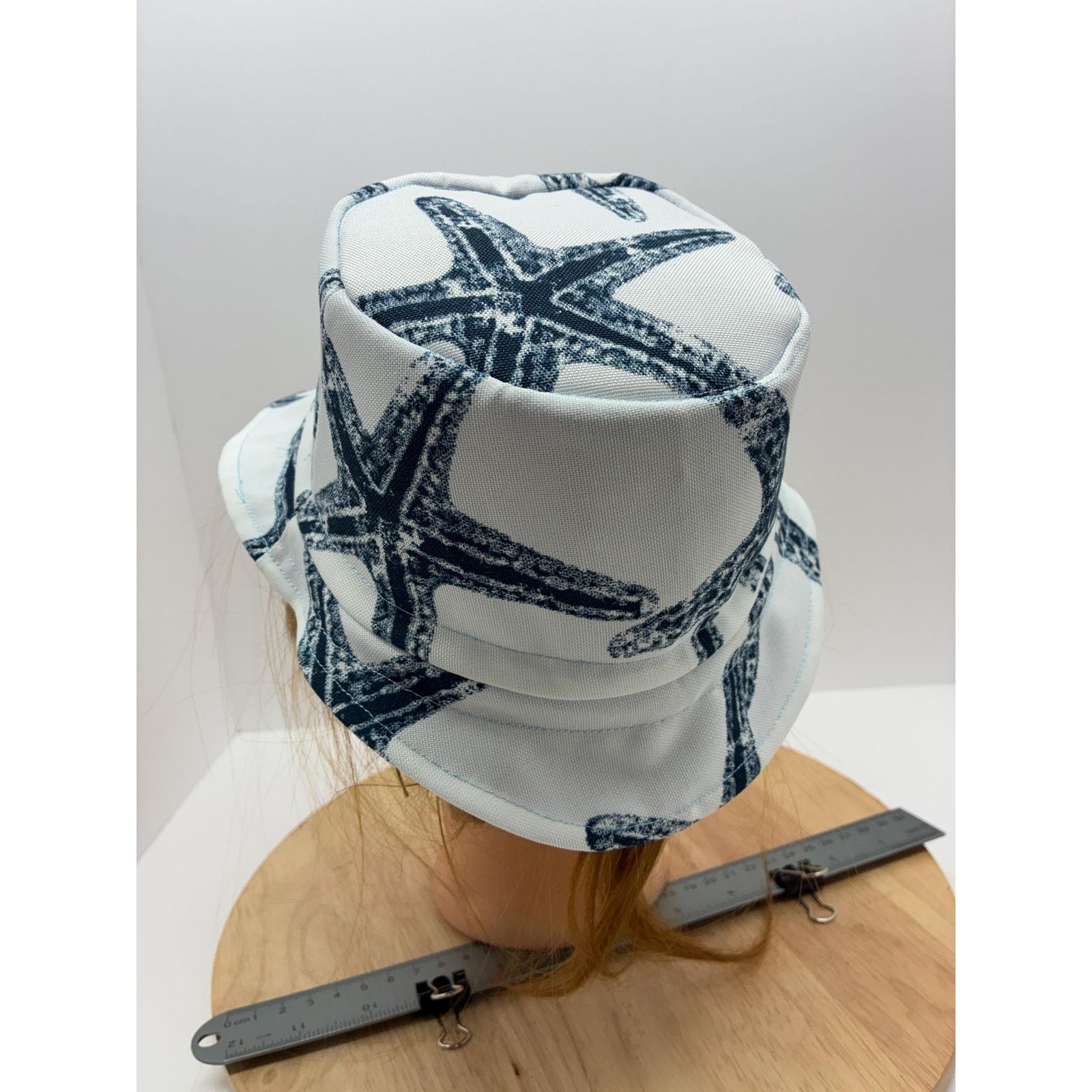Other Upcycled Bucket Hat — Navy & White Starfish Print, Size ONE SIZE - 15 Thumbnail