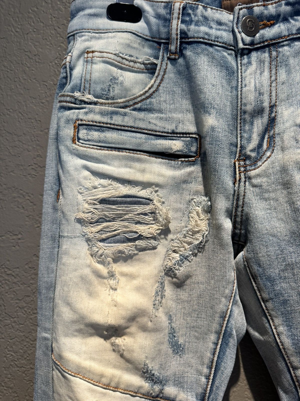 Crysp Denim Crysp Distressed Blue Biker Stitch Denim Size 30 Size US 30 / EU 46 - 3 Thumbnail