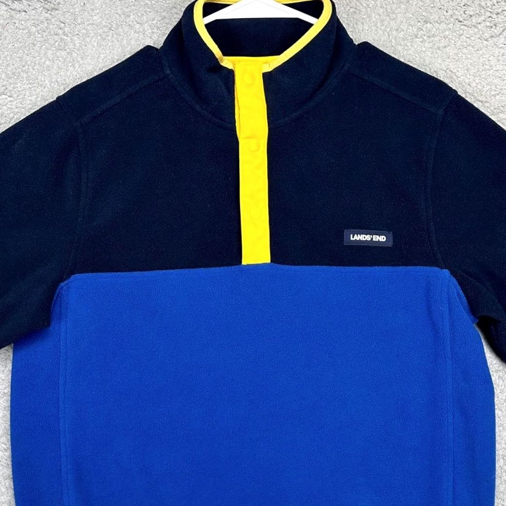 Lands' End Lands' End Jacket Pullover Mens Small Navy Colorblock Fleece Snap Mock Pullover Casual Outdoor Walking Mens Size US S / EU 44-46 / 1 - 2 Thumbnail