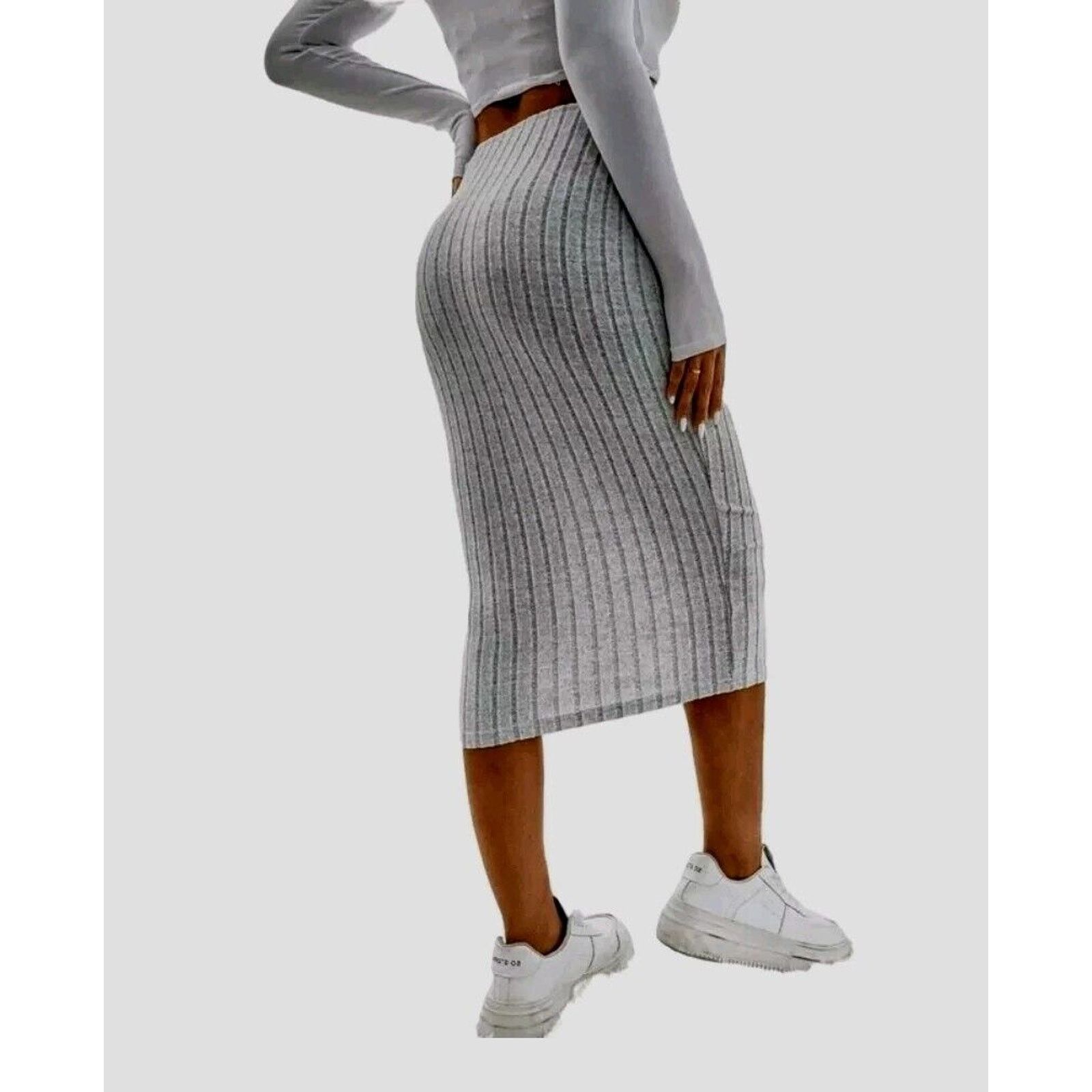 Forever 21 × Shein Make Me Chic 2 Pc Crop Top Ruched Knit Maxi Skirt S Soft Set Size S / US 4 / IT 40 - 5 Thumbnail