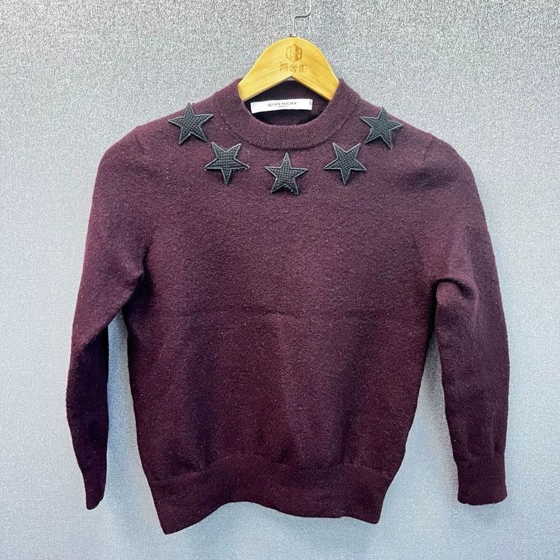 Givenchy Givenchy Burgundy Star Knit Top, Size L, 98 New, 68605 Size US L / EU 52-54 / 3 - 1 Thumbnail