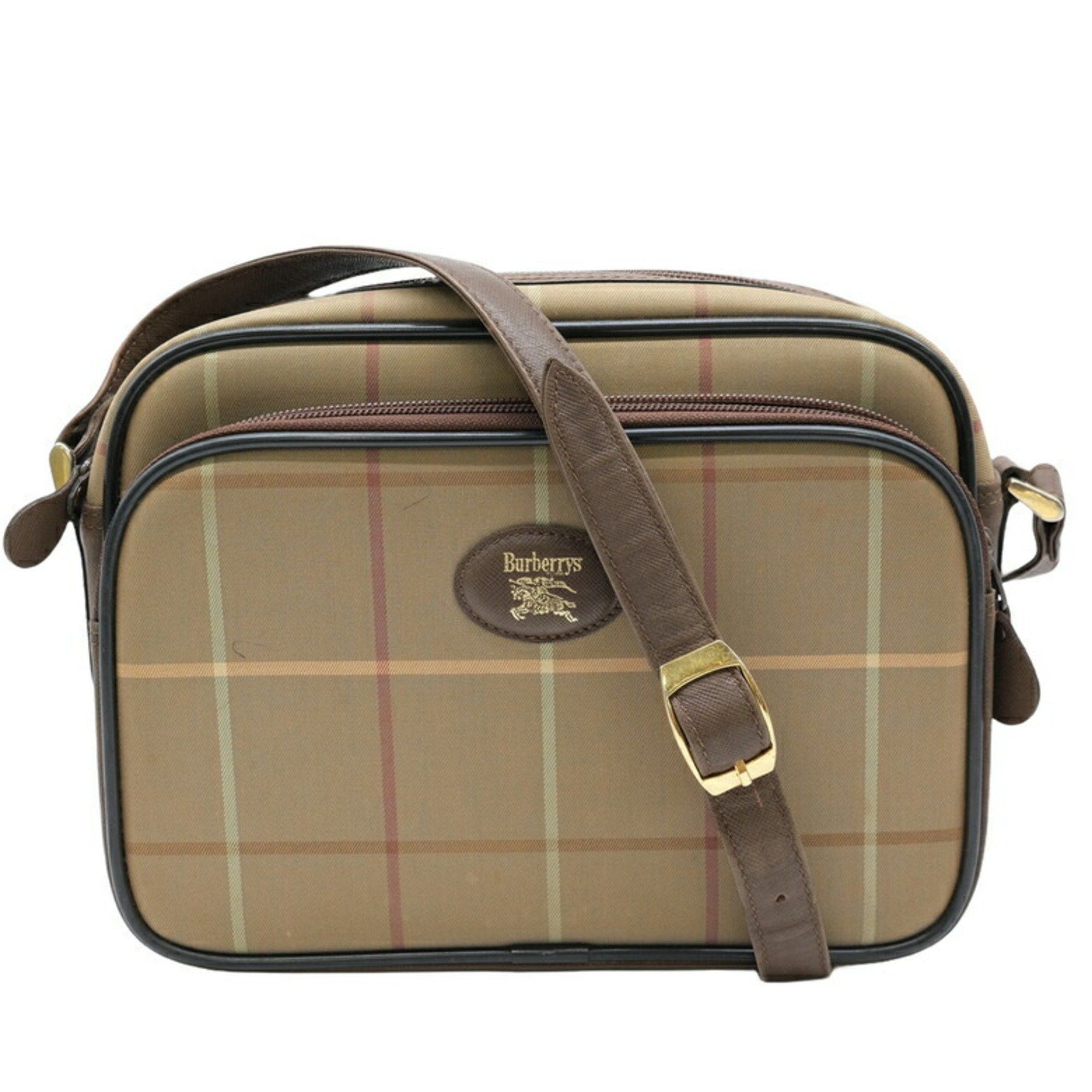 Burberry × Vintage Burberry's Nova Check Pattern Logo Boston Bag