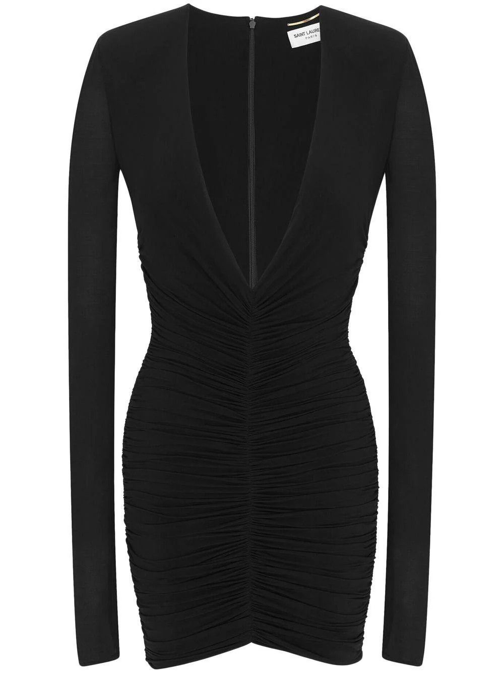 Saint Laurent Paris o1s1wg111024 Draped Jersey Mini Dress in Black Size L / US 10 / IT 46 - 1 Thumbnail