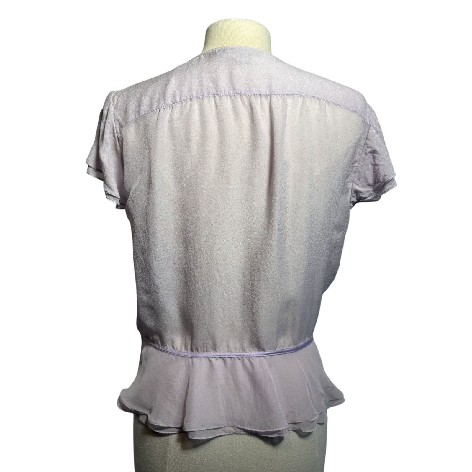 DKNY DKNY Lilac Silk Wrap Top Short sleeve Size XL / US 12-14 / IT 48-50 - 5 Thumbnail