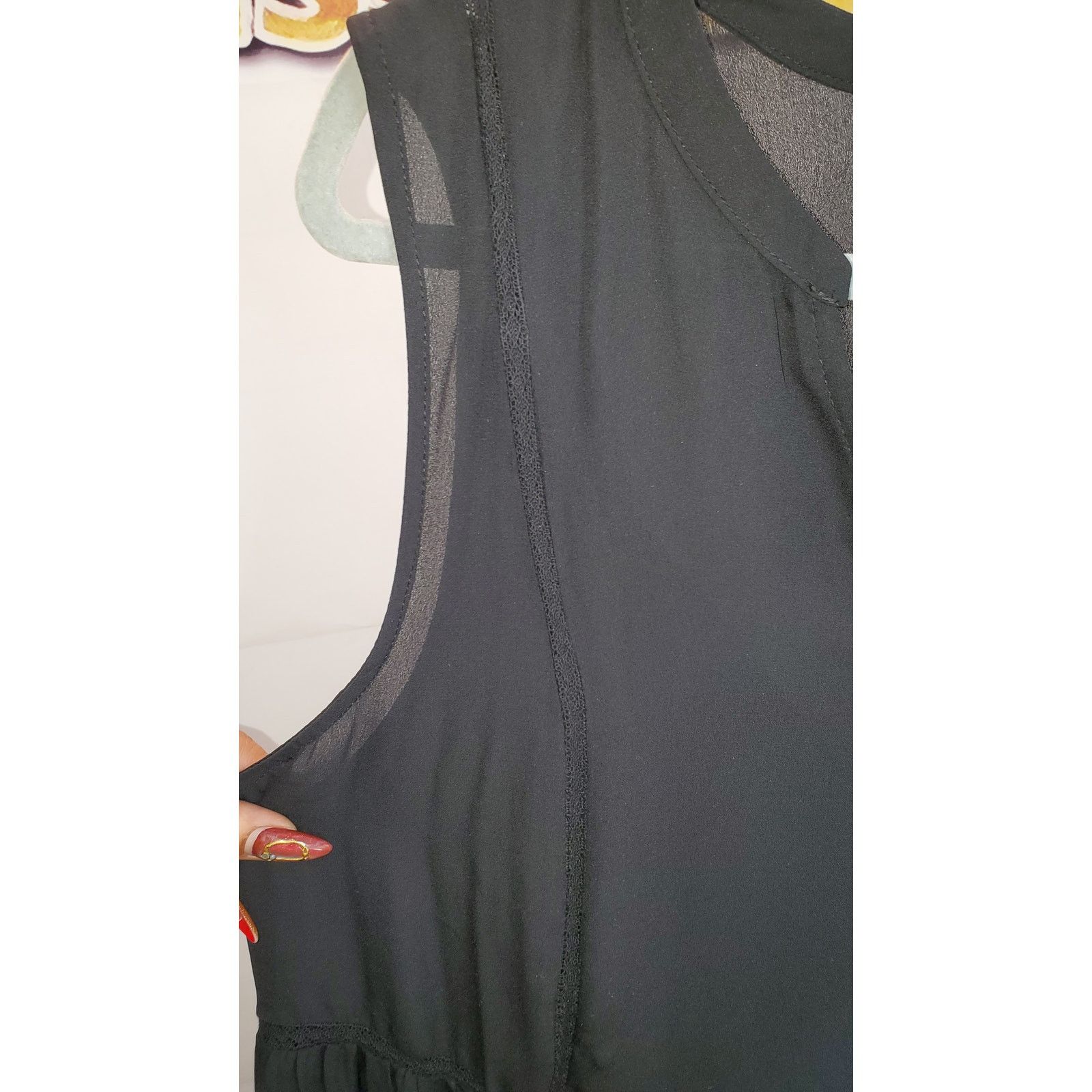 Old Navy Old Navy Black Sheer Overlay Sleeveless V-Neck Dress XL Size XL / US 12-14 / IT 48-50 - 8 Thumbnail