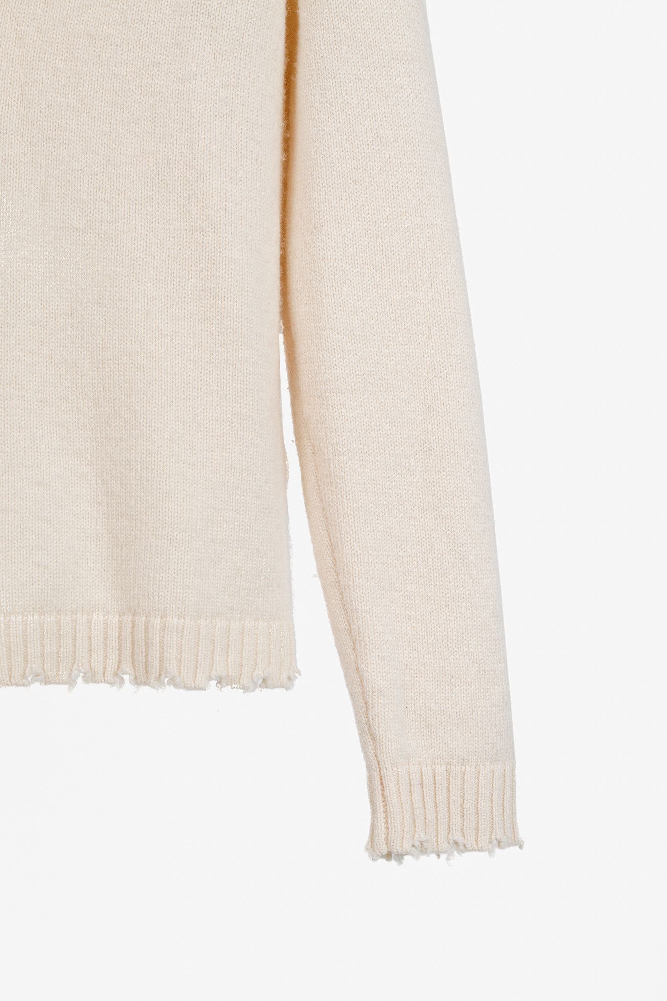 Allude Allude Cream Wool & Cashmere Distressed V-Neck Cardigan Size S / US 4 / IT 40 - 6 Thumbnail