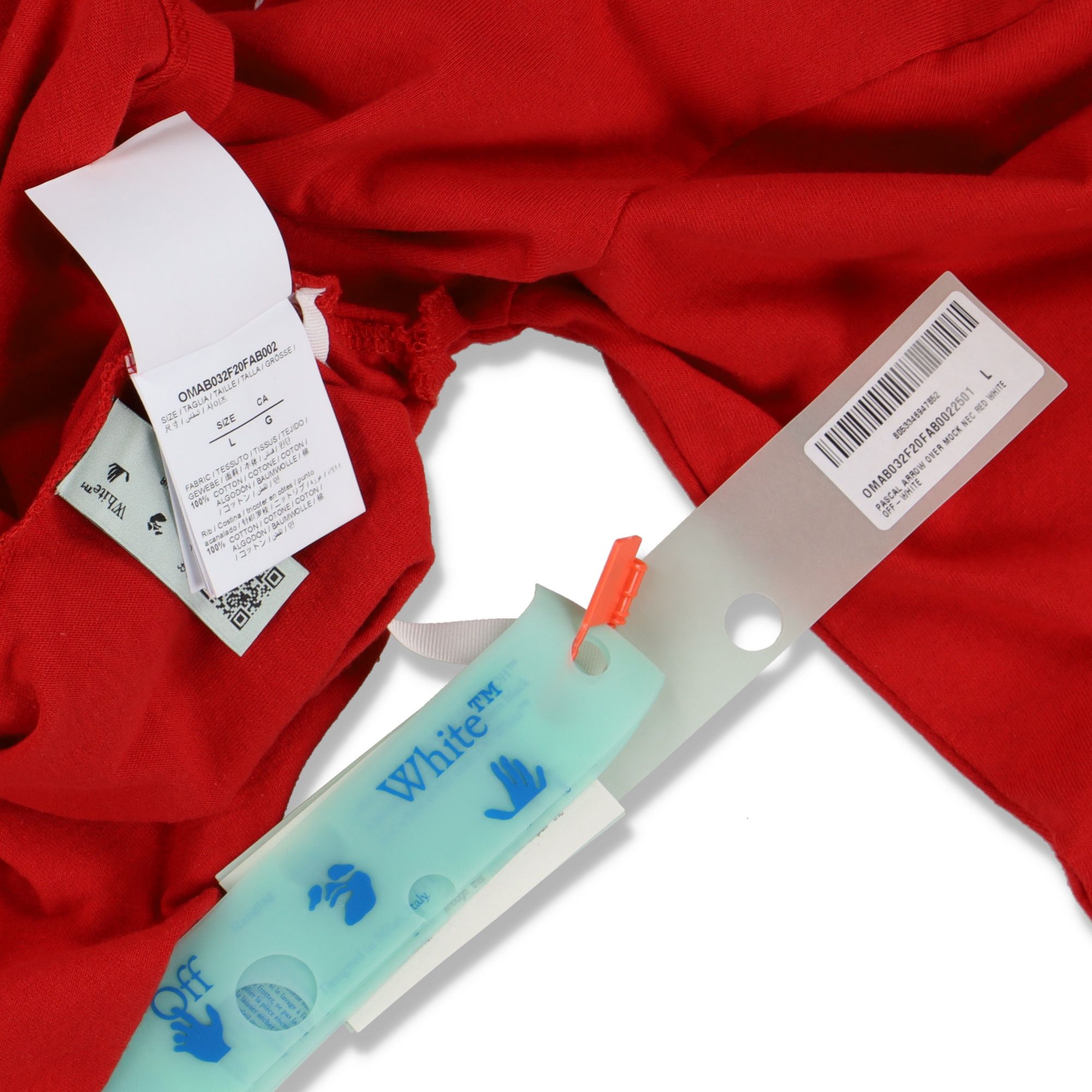Off-White Red Pascal Arrows Oversized Long Sleeve Mock Neck T-shirt Size US L / EU 52-54 / 3 - 4 Thumbnail