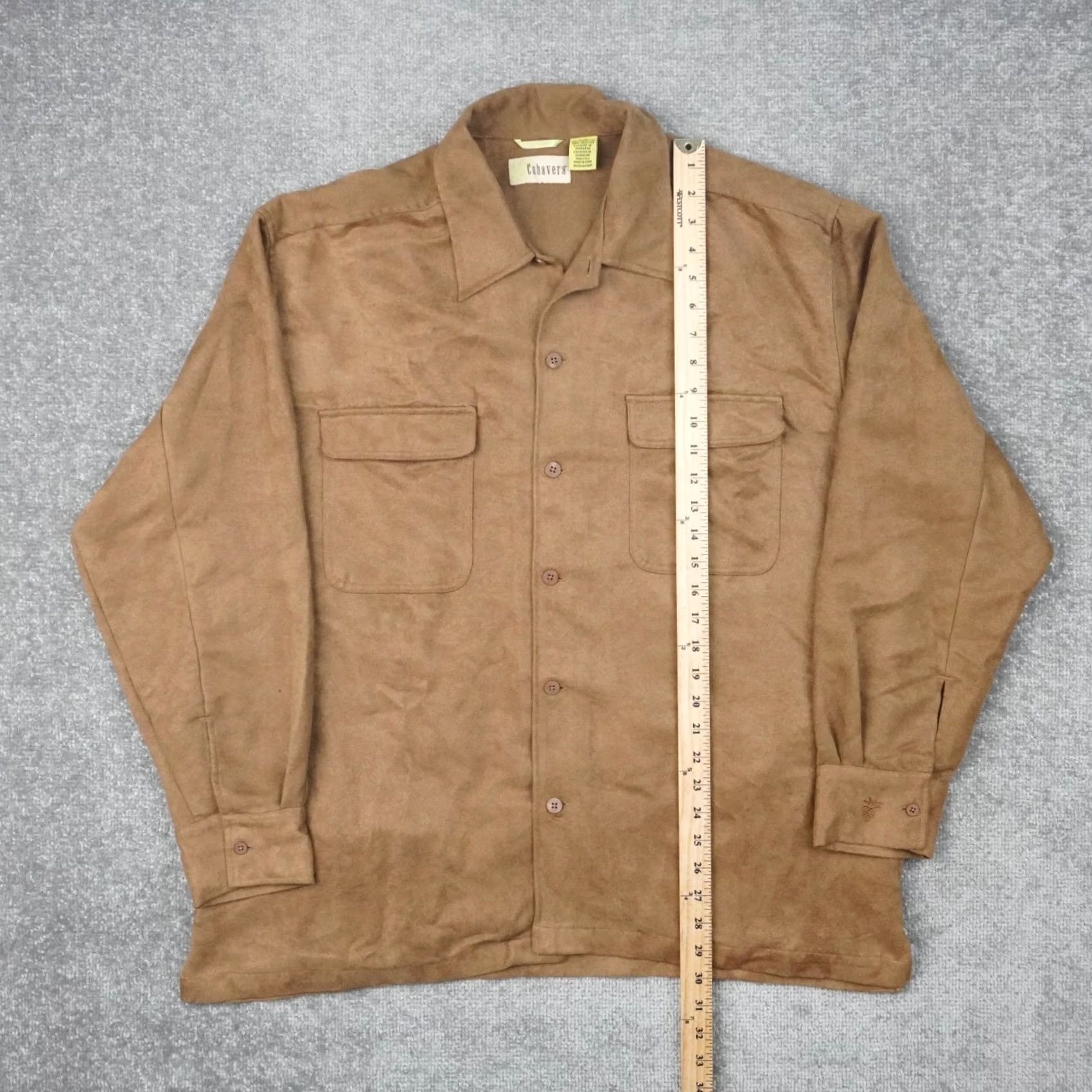 Cubavera Cubavera Shirt Mens L Brown Faux Suede Long Sleeve Collared Button Down Size US L / EU 52-54 / 3 - 3 Thumbnail