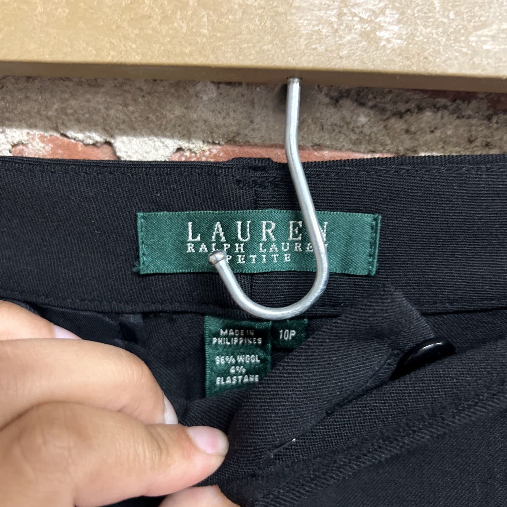 Ralph Lauren VINTAGE? No — Lauren Ralph Lauren Womens Black Wide Leg Career Buiness Pants 10P Petite Size 32" / US 10 / IT 46 - 2 Thumbnail