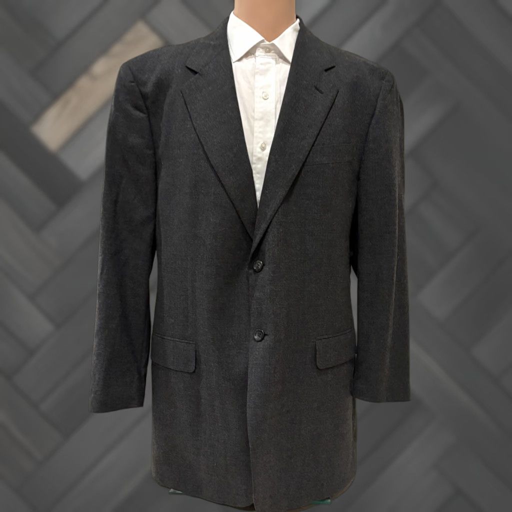 Express Express Mens Two Button Blazer Gray Wool Blend Sport Coat Jacket 46R Regular Modern Mens Blazer Size 46R - 1 Thumbnail