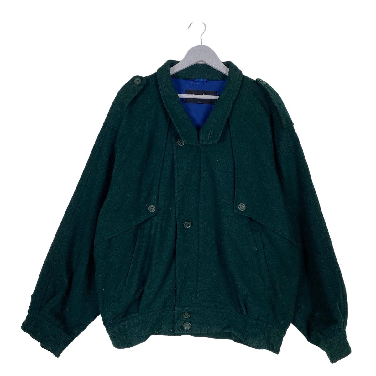 image of Bomber Jacket x Freewheelers Vintage 90's Pierre Bonee Green Bomber Wool Jacket, Men's (Size Large)
