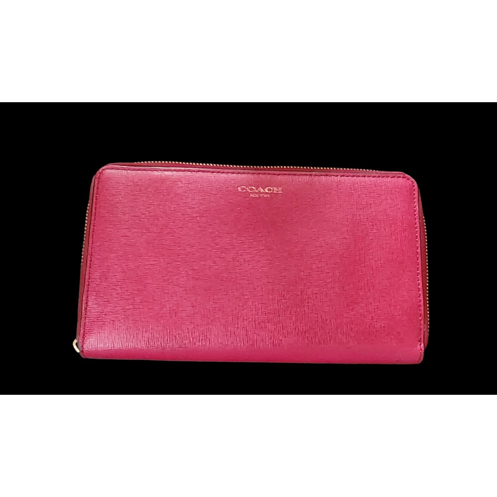 Coach New York red cross grain leather wallet clutch