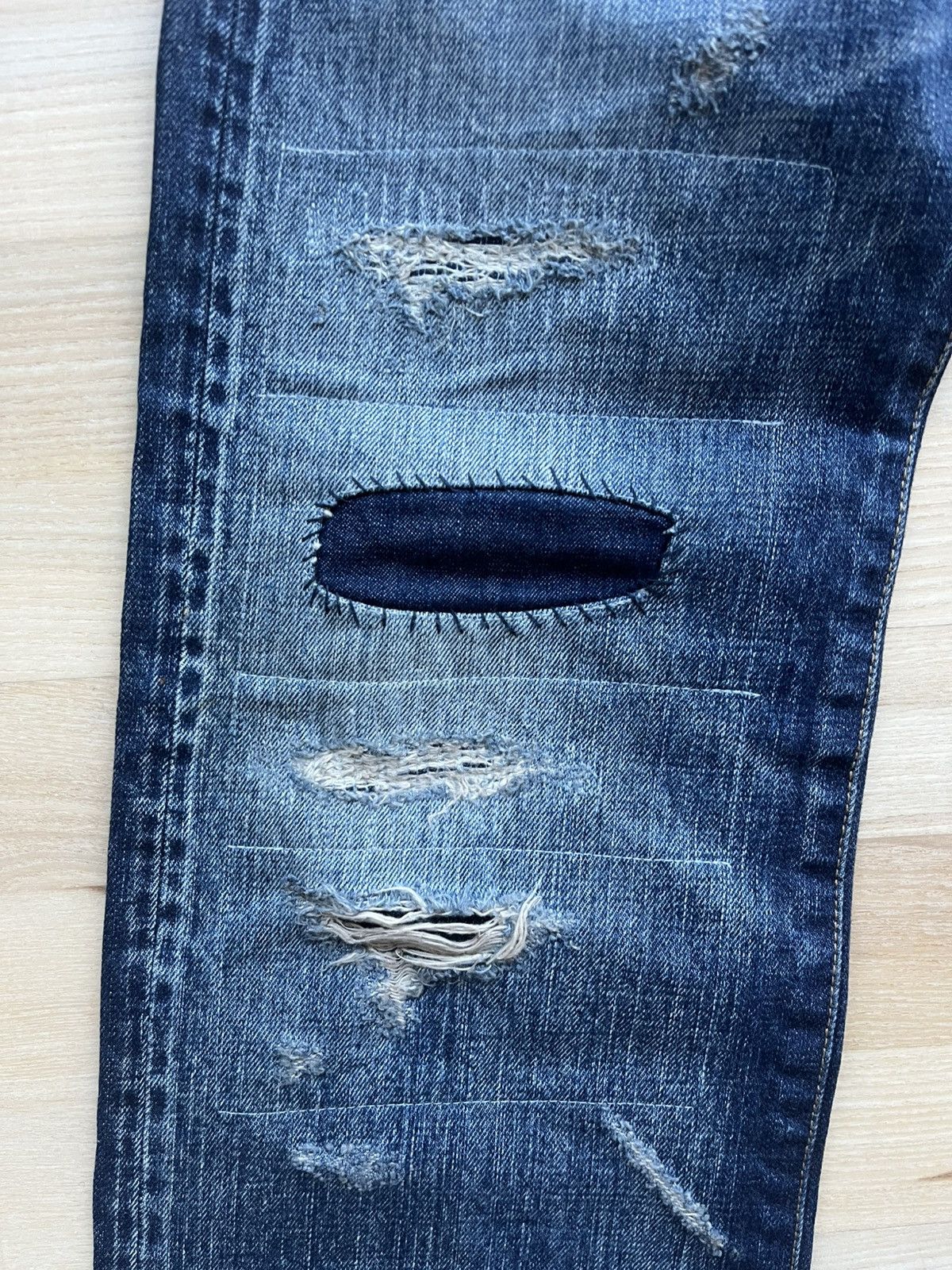 Levi's Vintage Clothing Distressed Sashiko Boro Jeans Size US 30 / EU 46 - 13 Thumbnail