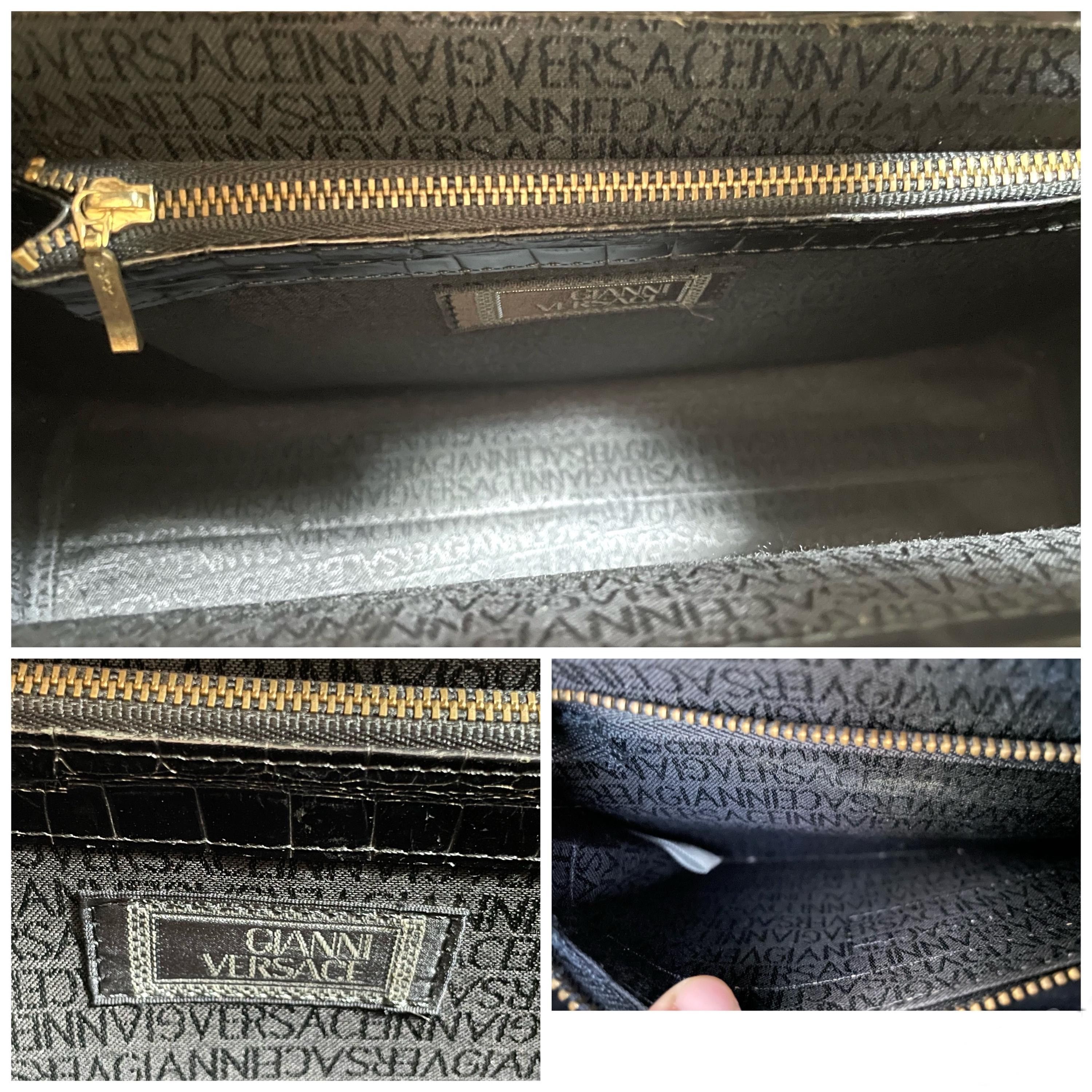 Versace Vintage Gianni Versace black croc embossed leather handbag Size ONE SIZE - 10 Thumbnail
