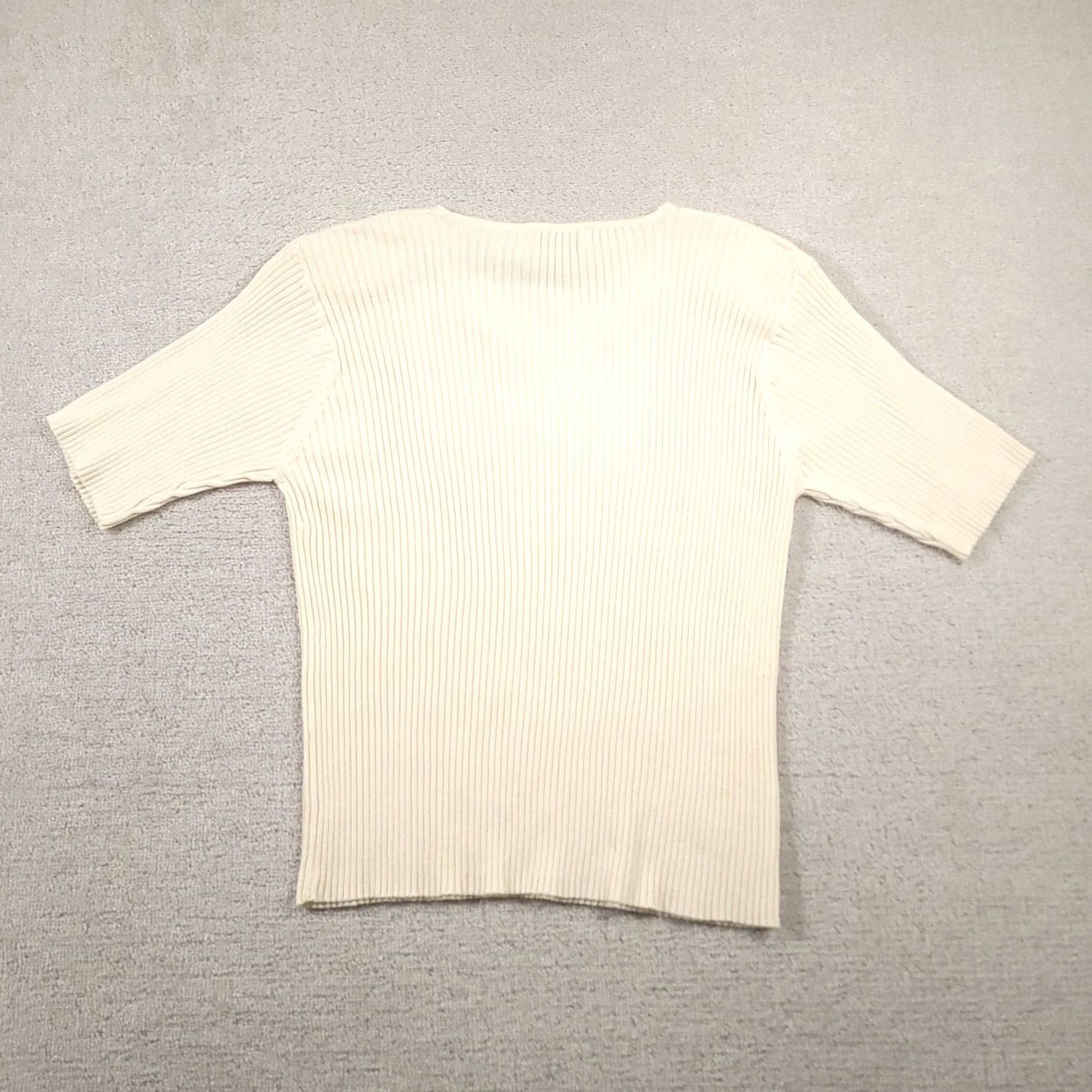 Vintage VINTAGE White Stag Ribbed Short Sleeve Top 22W Ivory Stretch Shoulder Pads Shirt Womens 22W Plus Vintage 80s 90s Classic Folk Bohemian Casual Workwear Size 3XL / US 20-22 - 6 Thumbnail