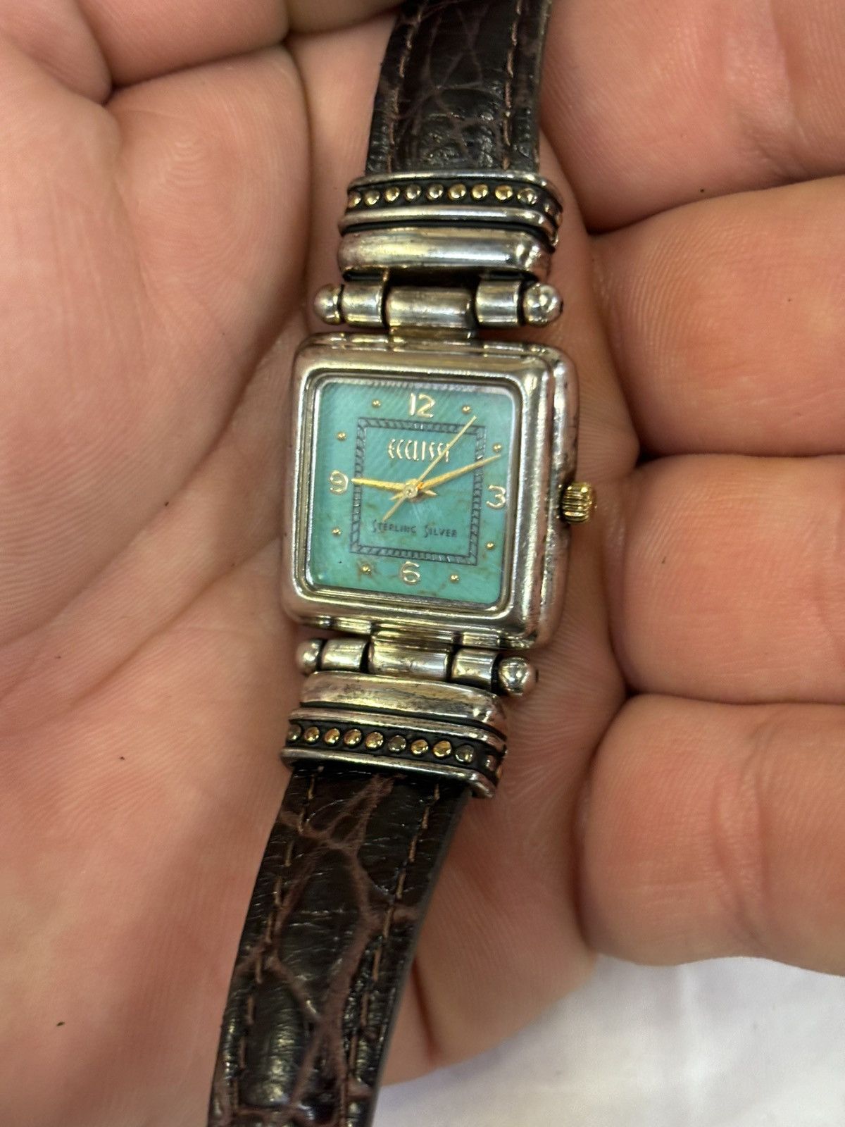 Ecosys Ecclissi Sterling Silver Turquoise Face Women’s Watch! Size ONE SIZE - 3 Thumbnail