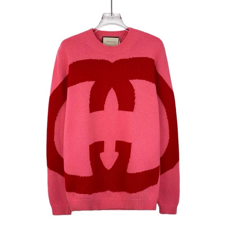 Gucci Gucci Pink logo inlaid wool round-neck long-sleeved knitte Size XS / US 0-2 / IT 36-38 - 1 Thumbnail